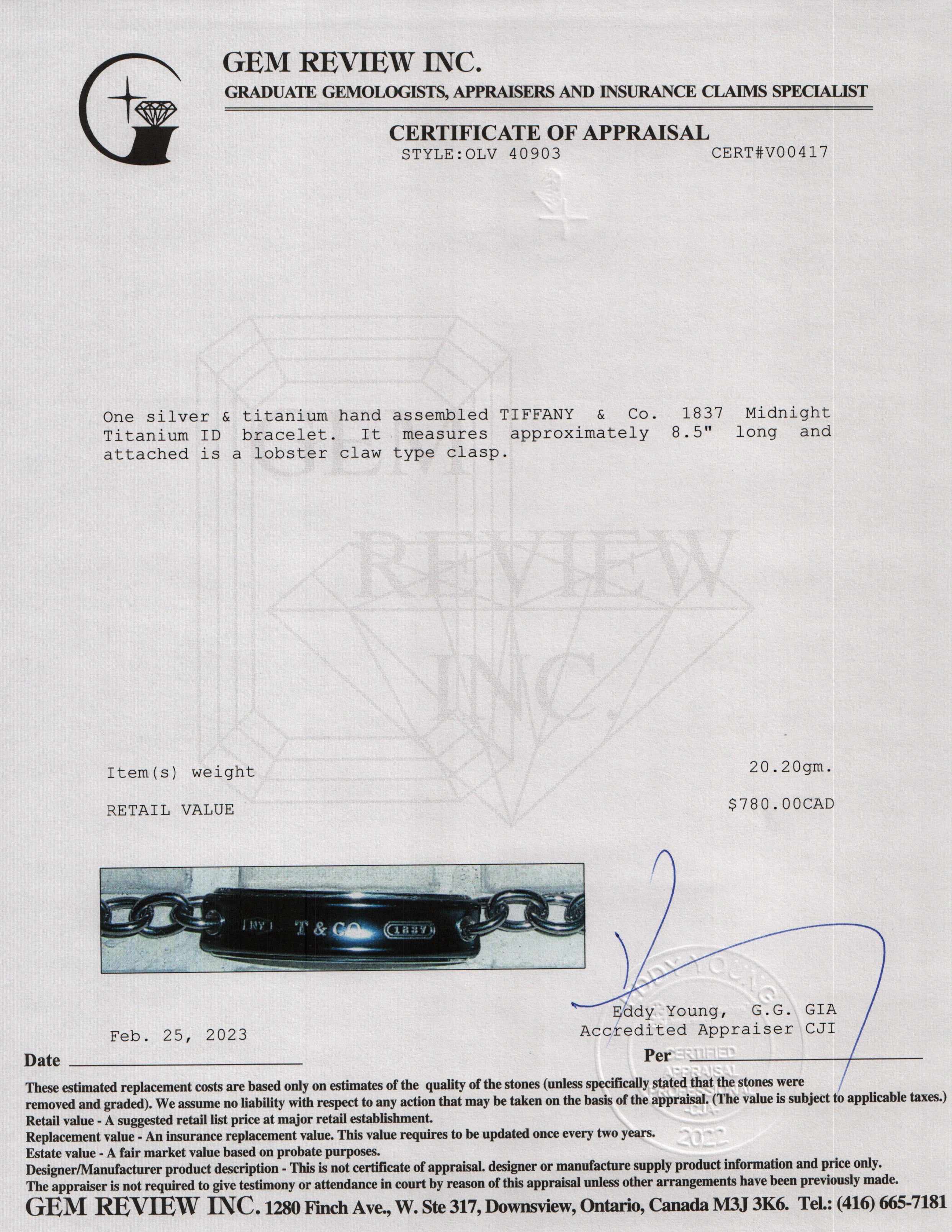 Tiffany & Co. 1837 Midnight Titanium ID Bracelet