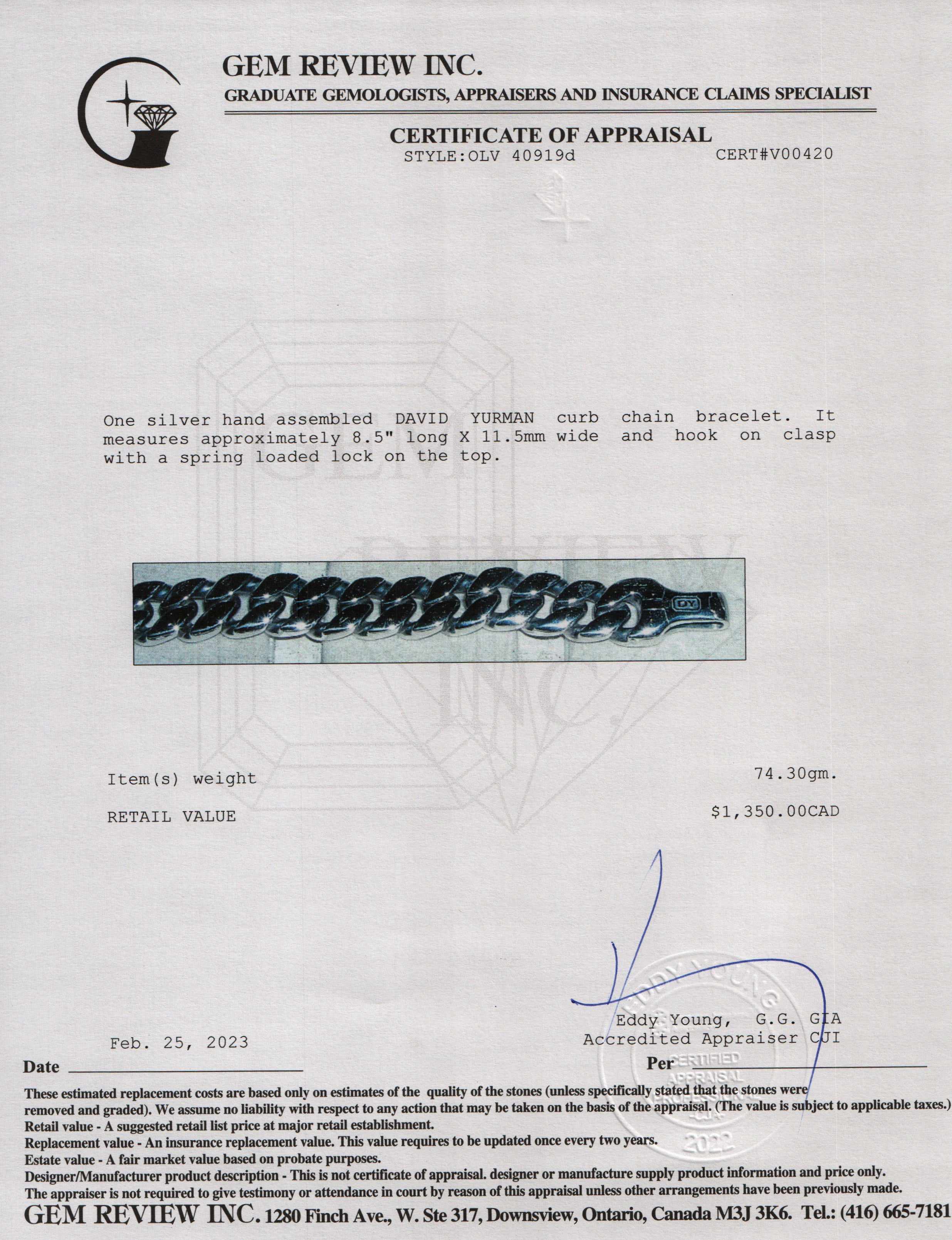 David Yurman Curb Chain Bracelet