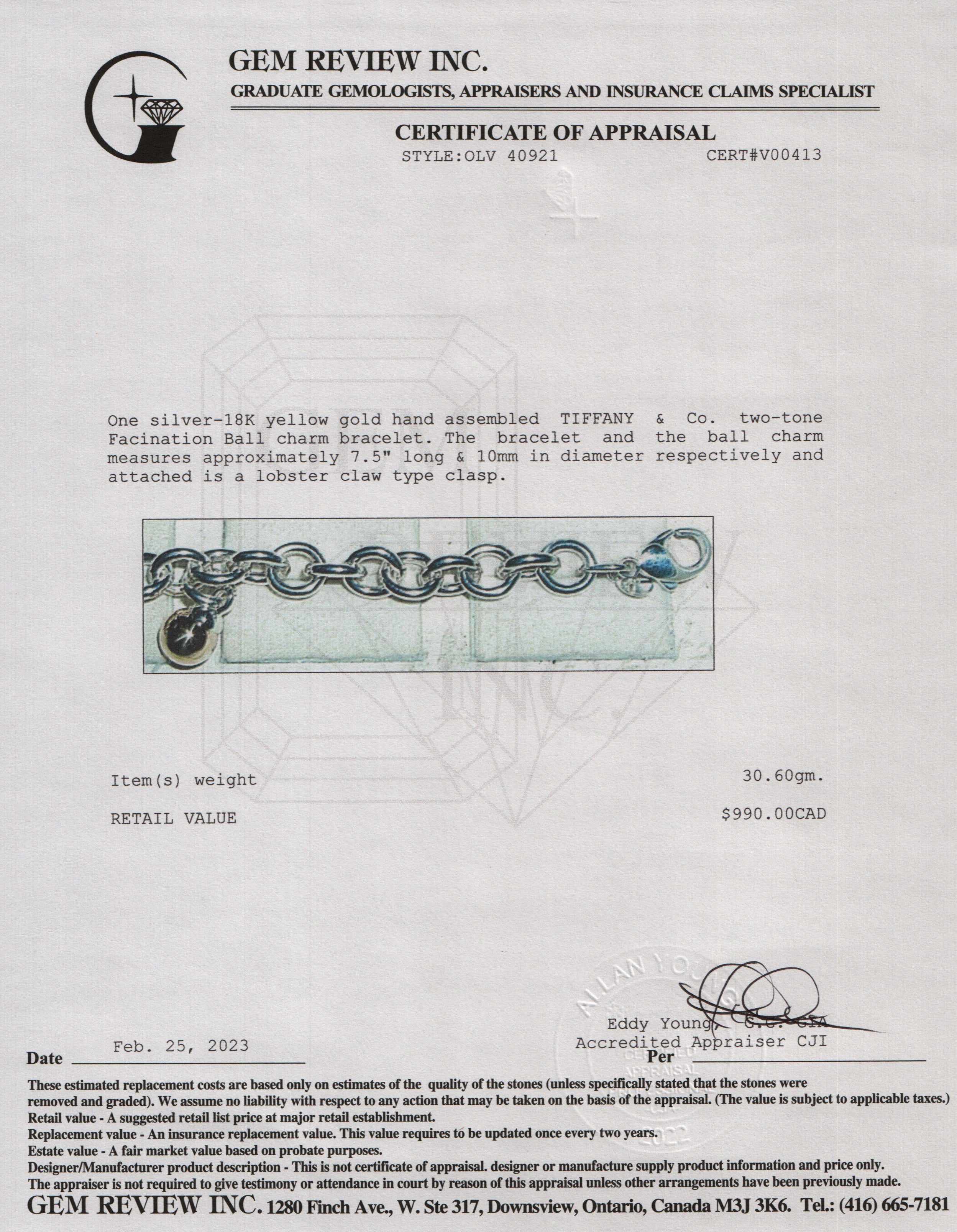 Tiffany & Co. Two-Tone Fascination Ball Charm Bracelet