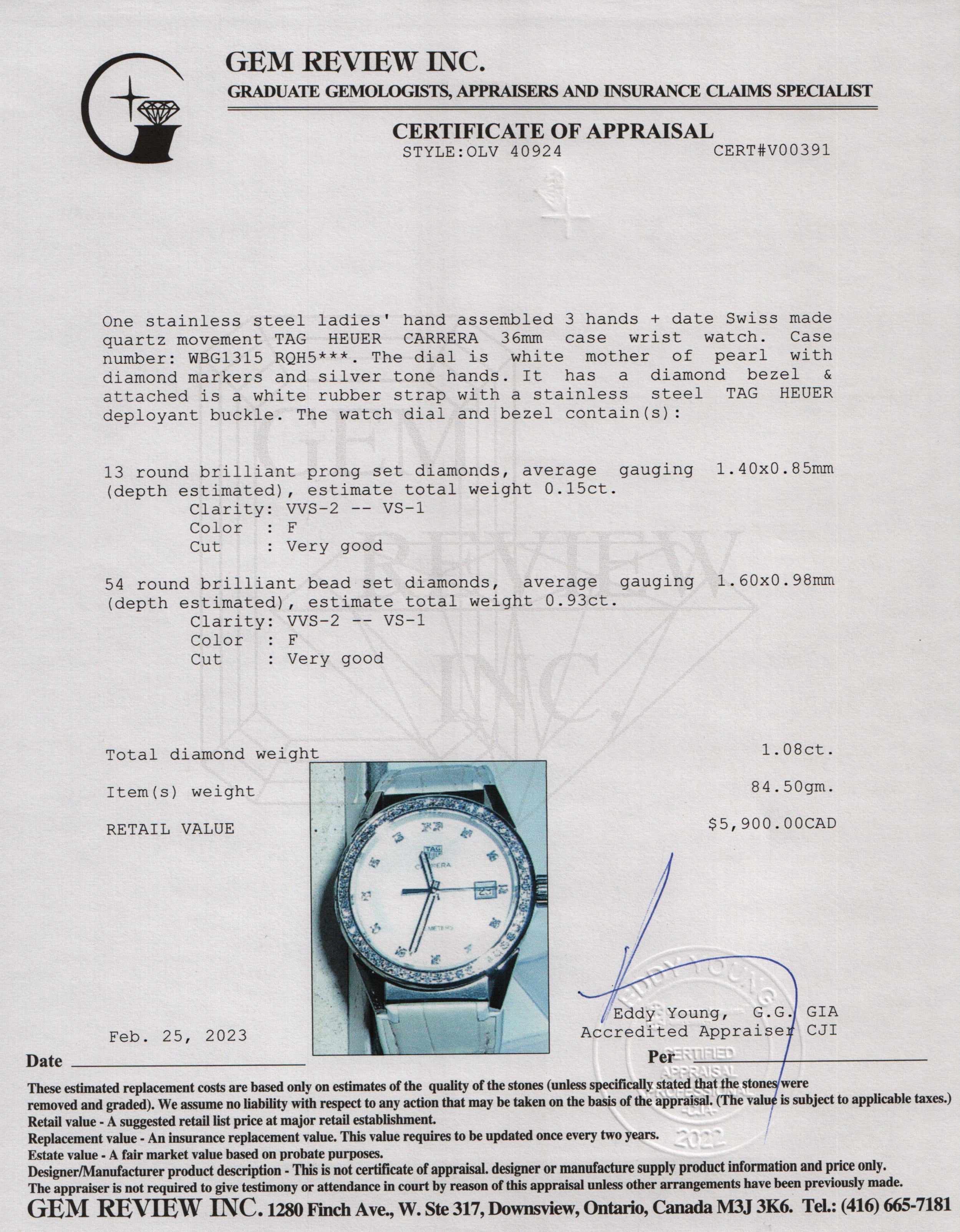 Tag Heuer Carrera Lady Watch