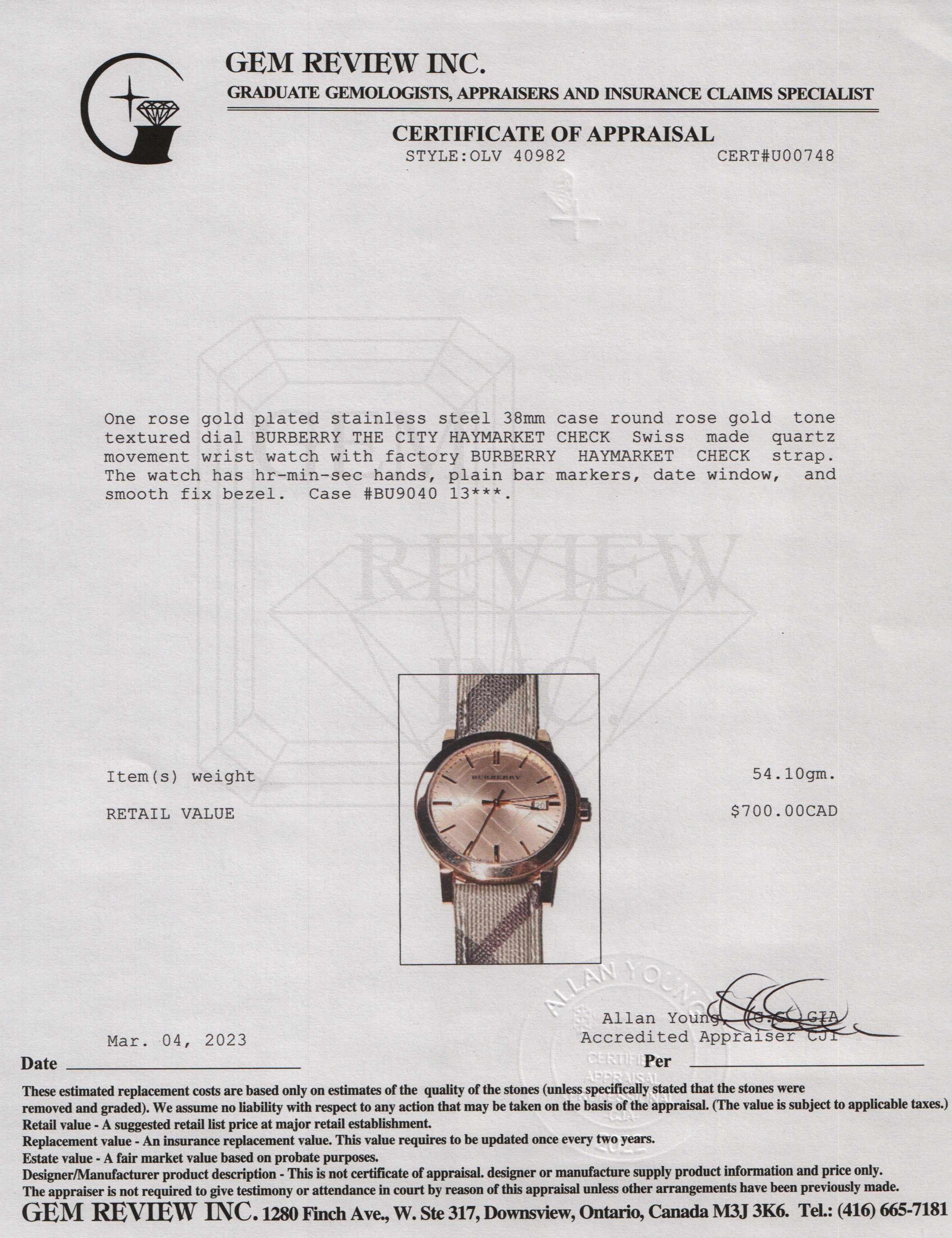 Burberry The City Haymarket Check Watch