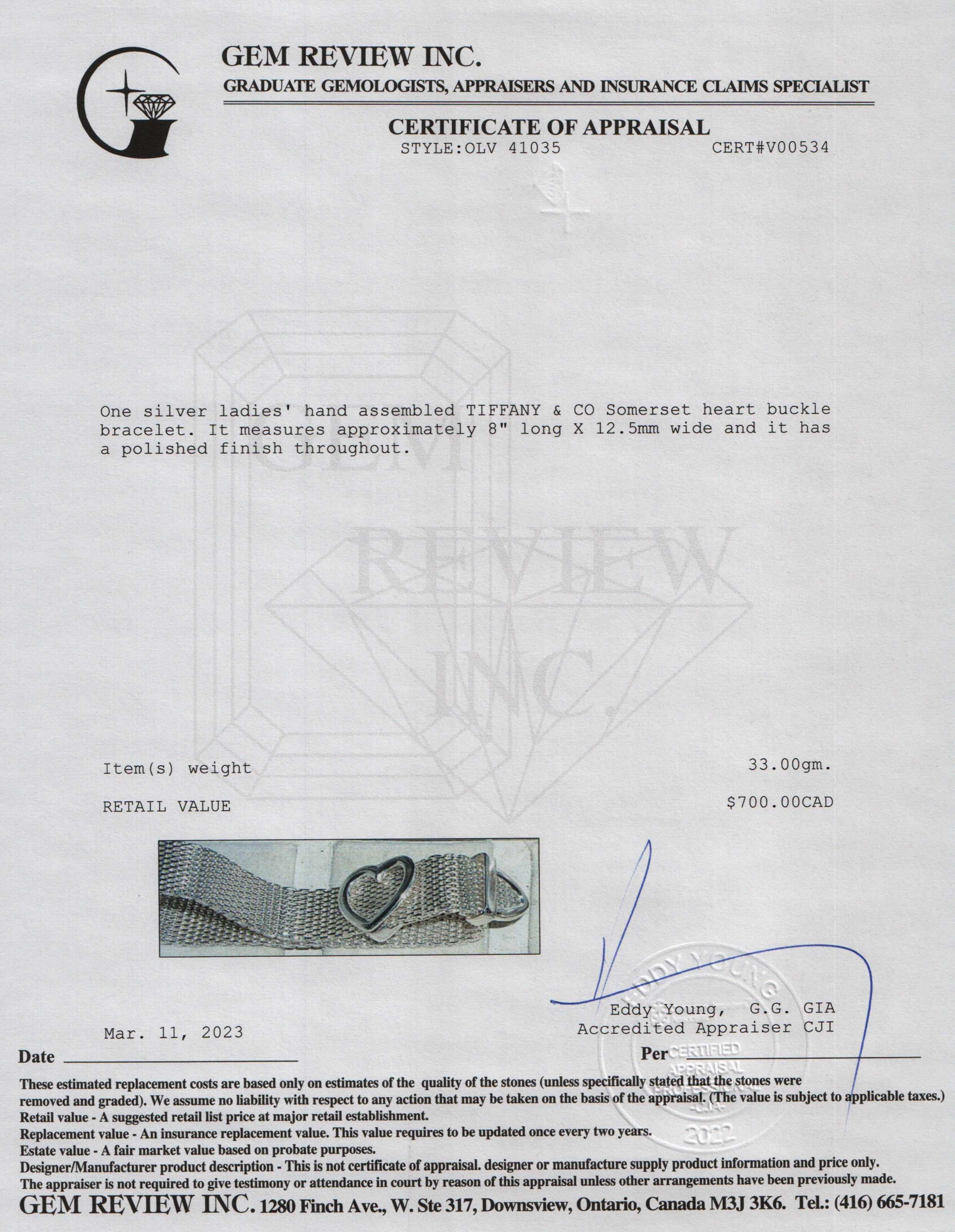 Tiffany & Co. Somerset Heart Buckle Bracelet