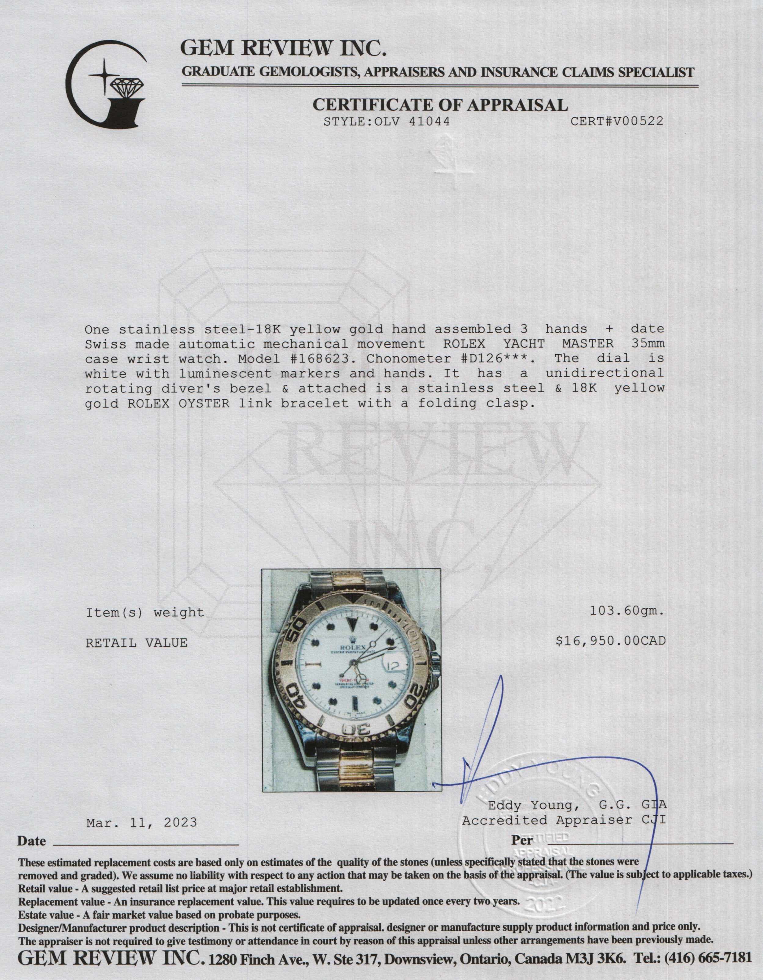 Rolex Two-Tone Yacht-Master 35 mm Automatic Watch w/ Box & Papers