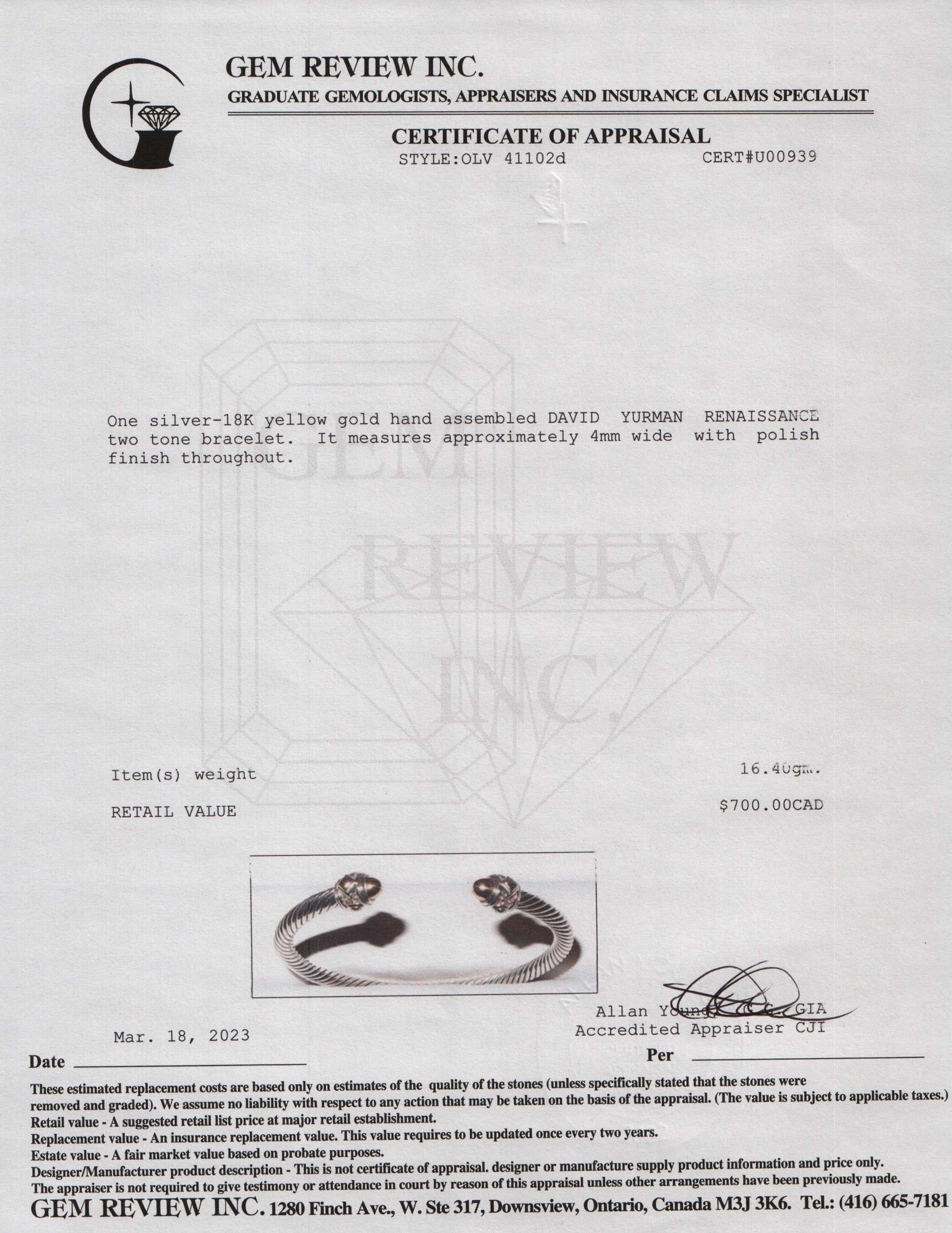 David Yurman Two-Tone Renaissance Bracelet