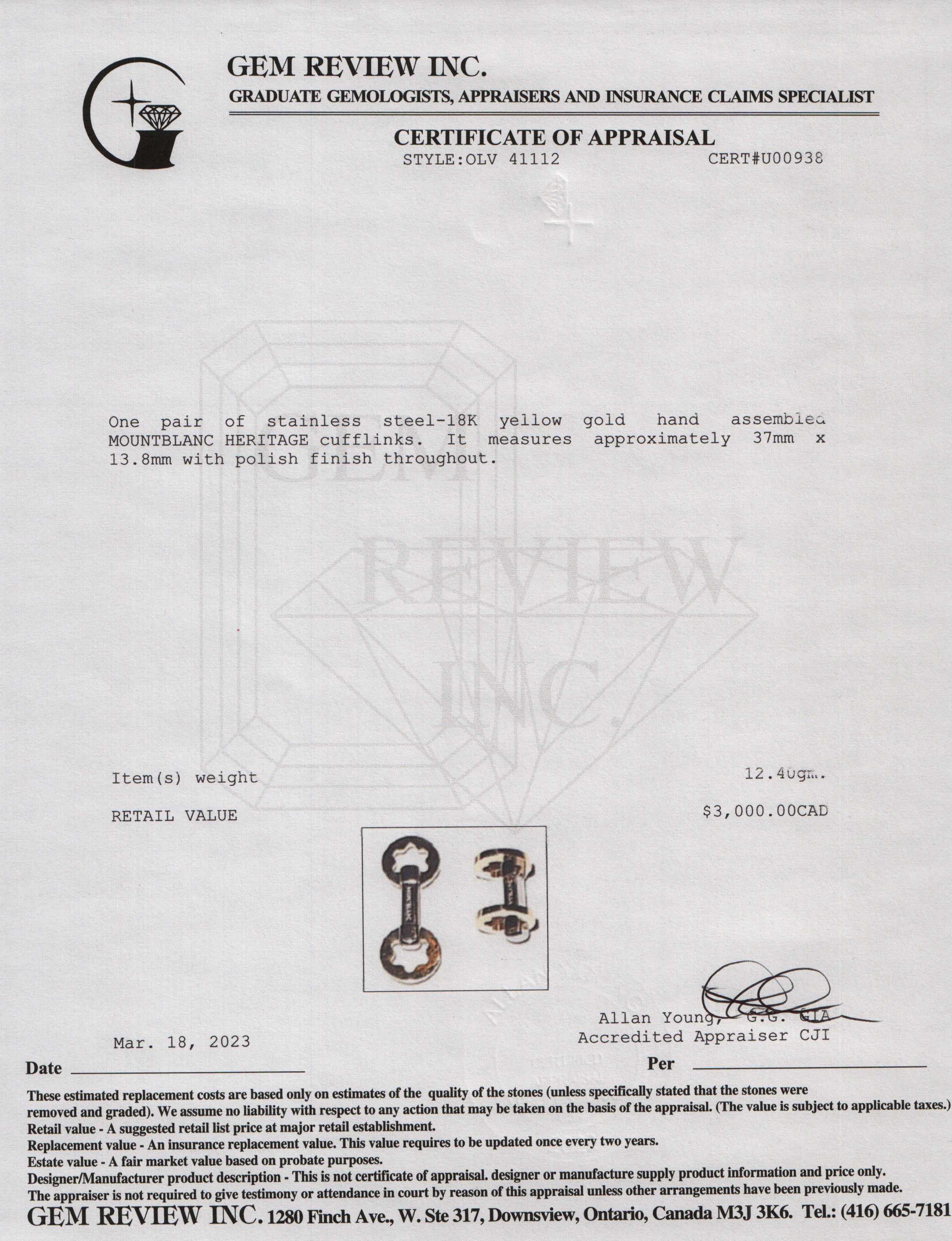 Montblanc 18k Gold & Steel Heritage Cufflinks