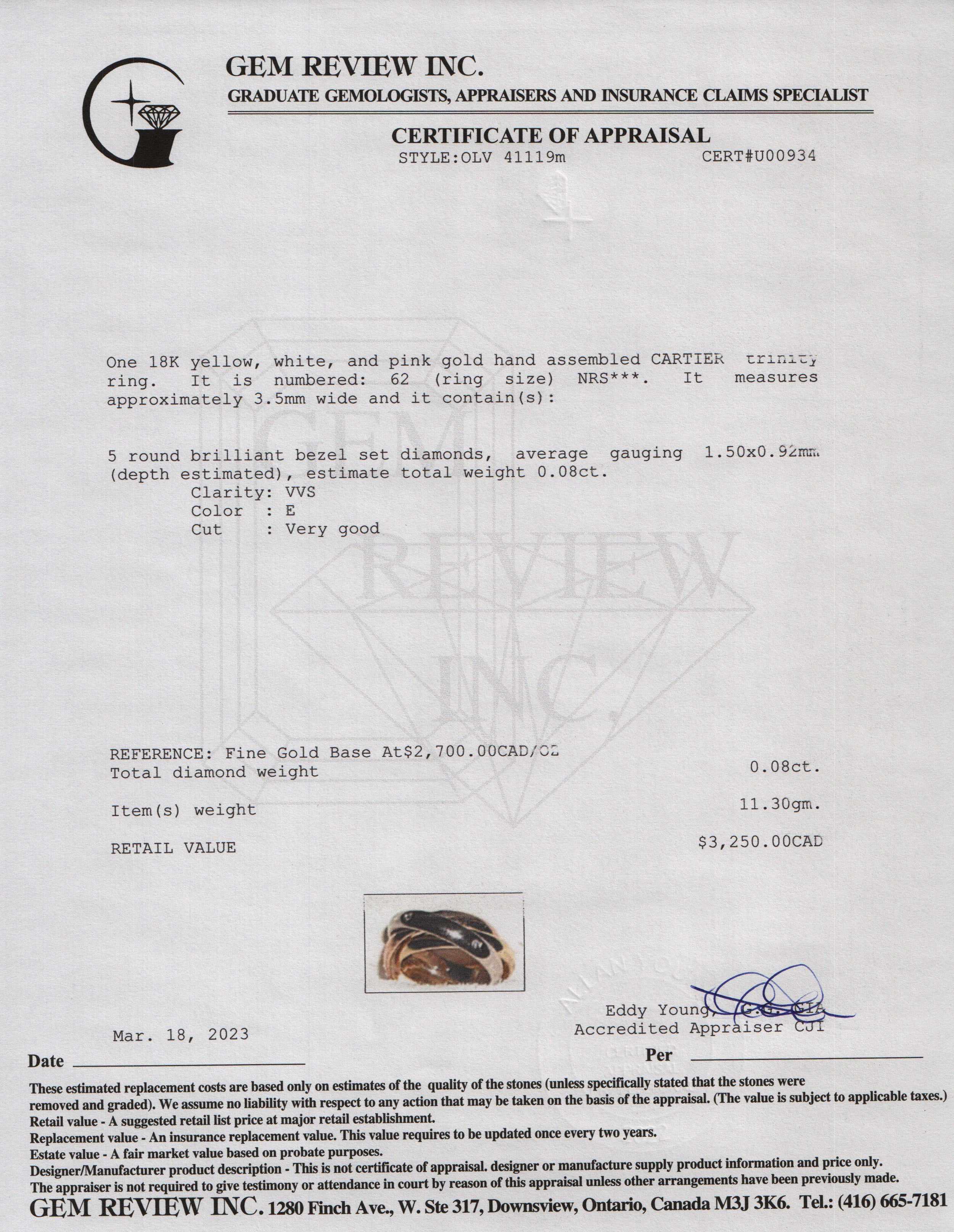 Cartier Diamond Trinity Rolling Ring