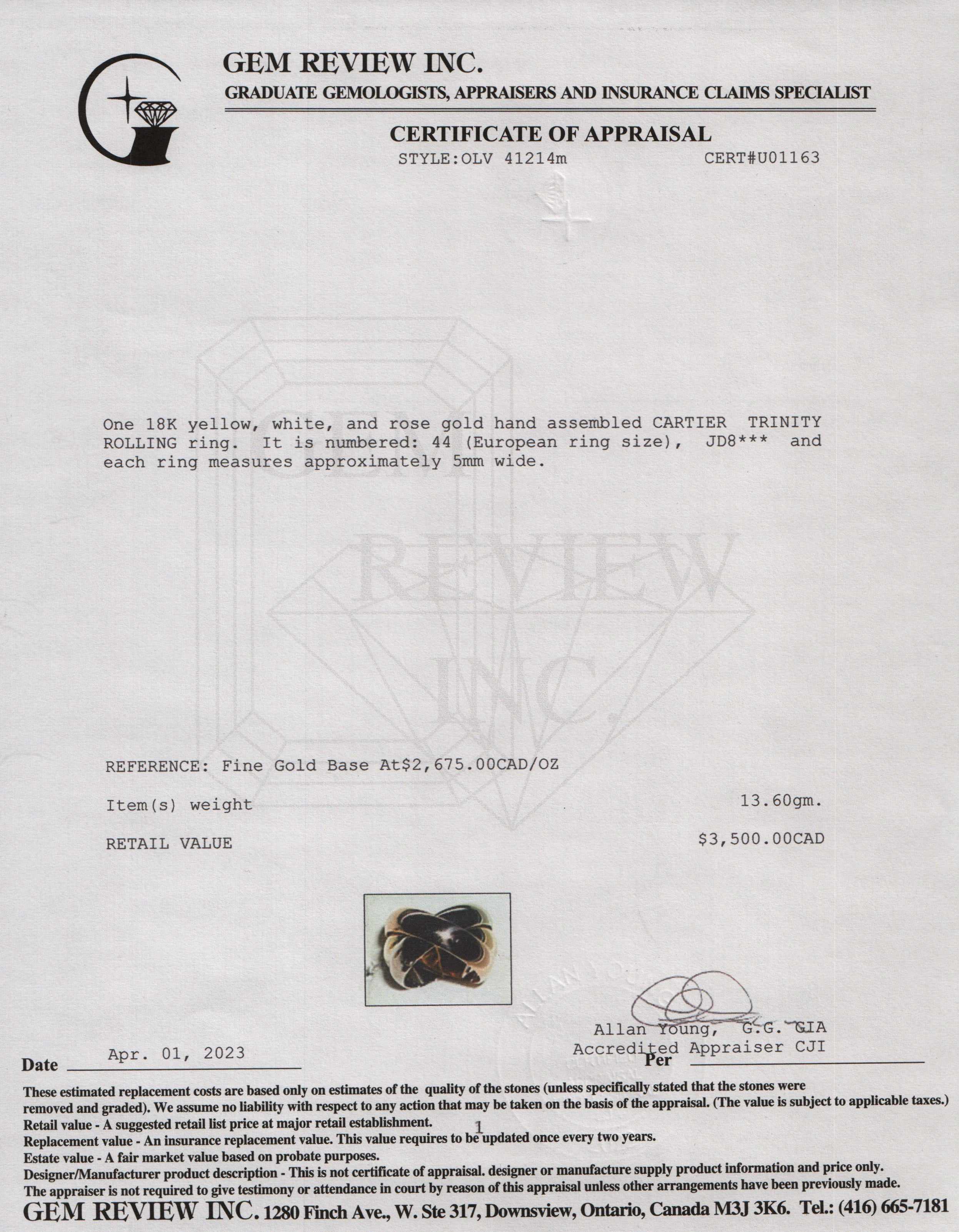 Cartier Trinity Rolling Ring, Large Model