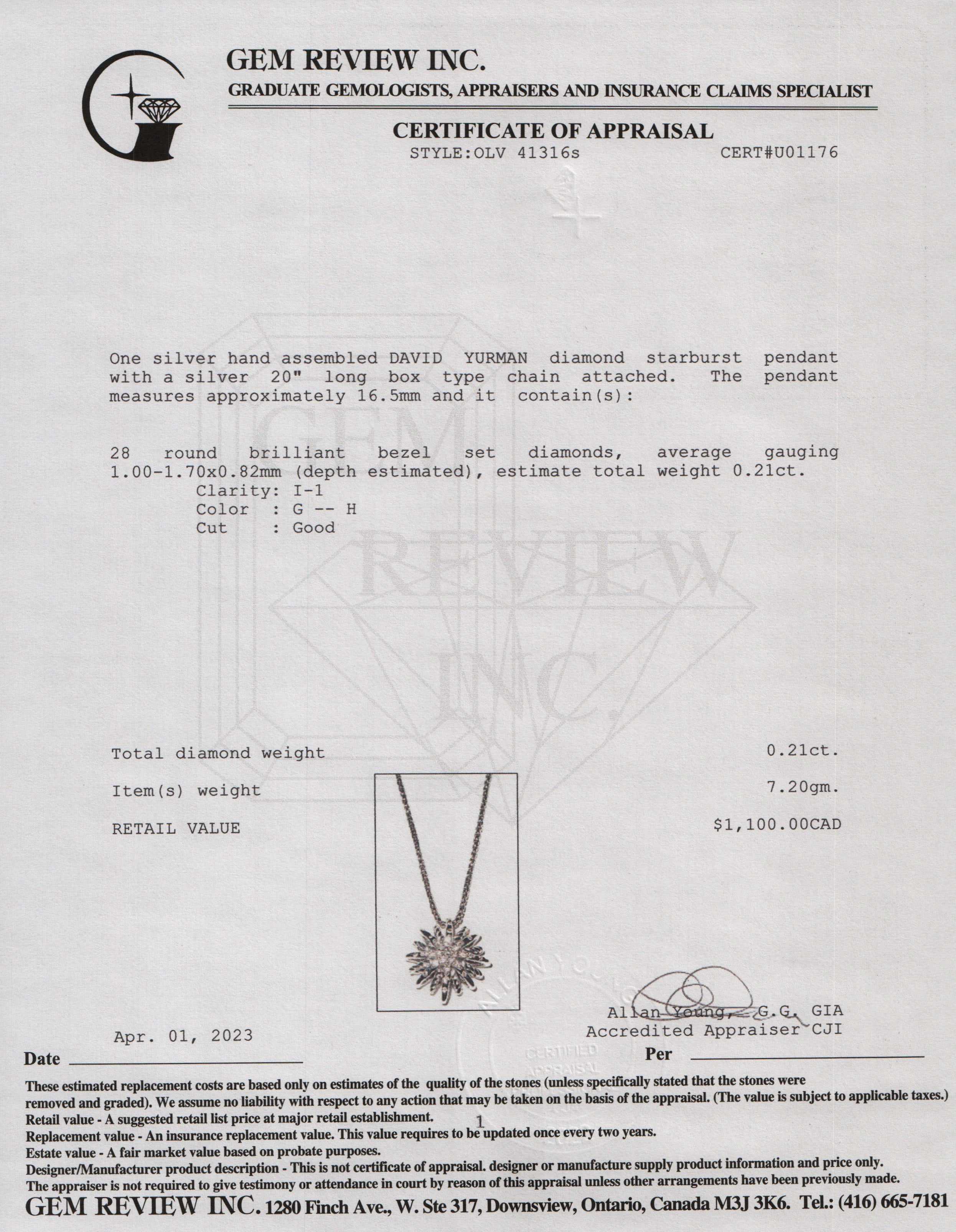 David Yurman Diamond Starburst Pendant Necklace