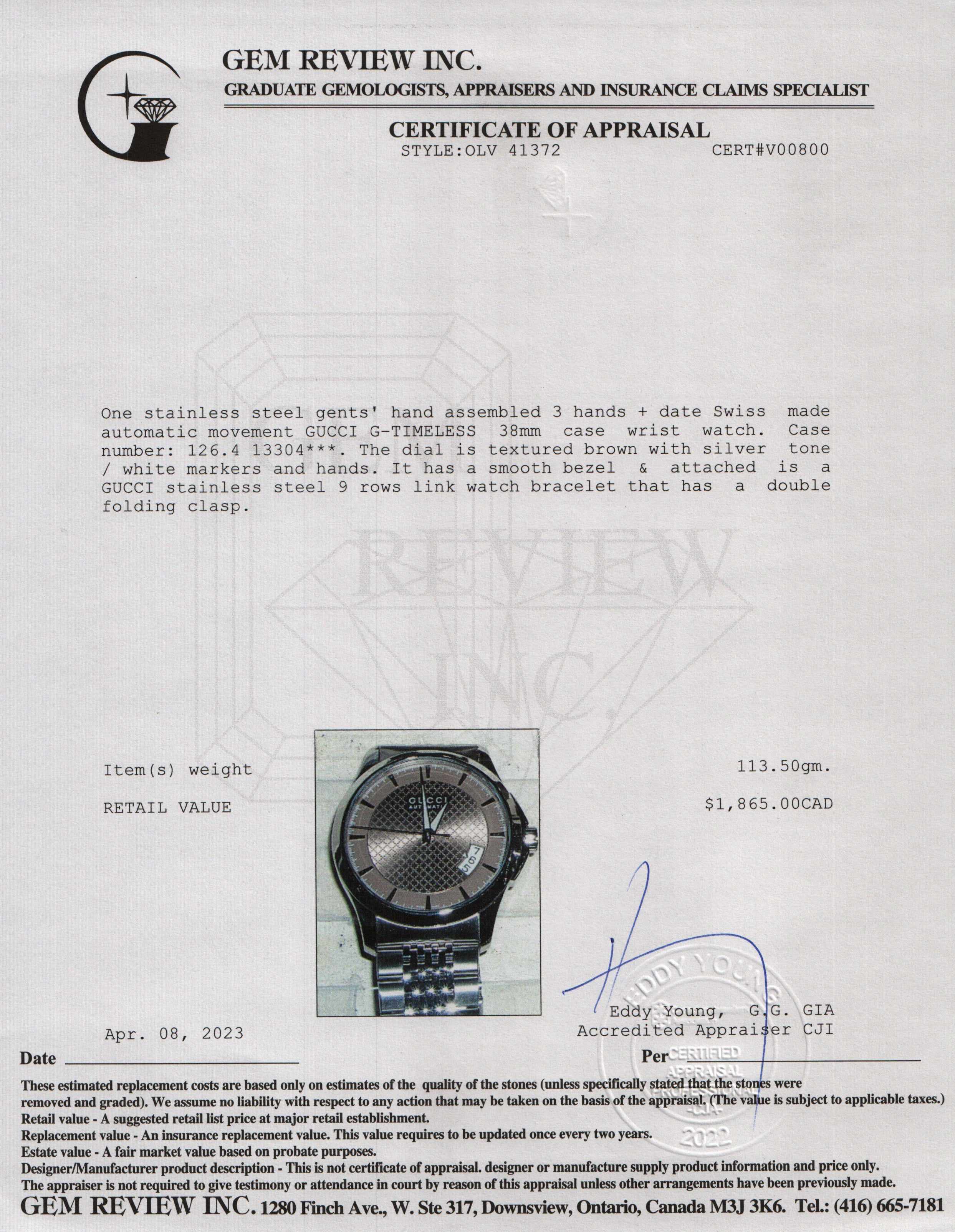 Gucci G-Timeless 38 mm Automatic Watch w/ Box