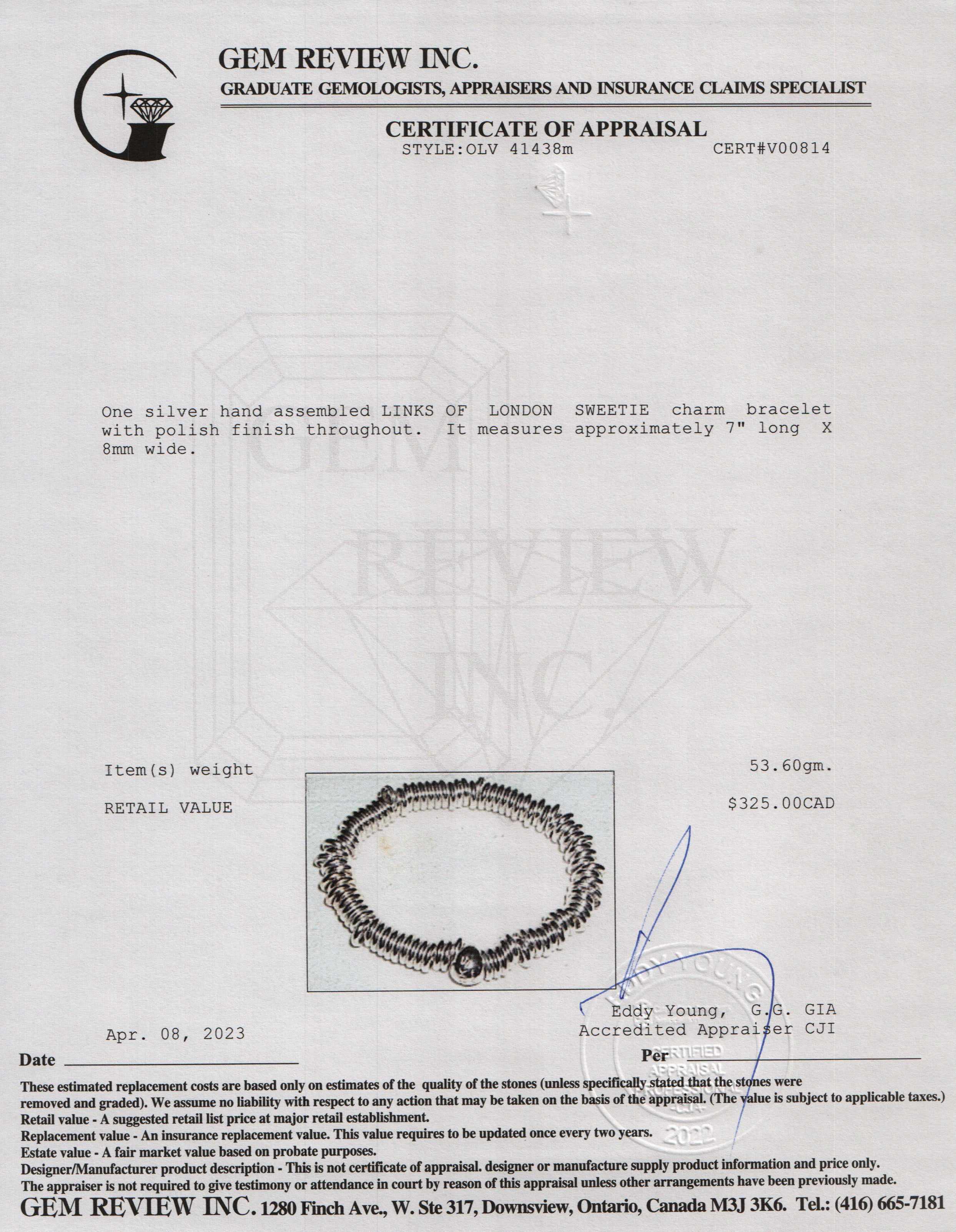 Links of London Sweetie Charm Bracelet w/ 5 Black Rhodium Links