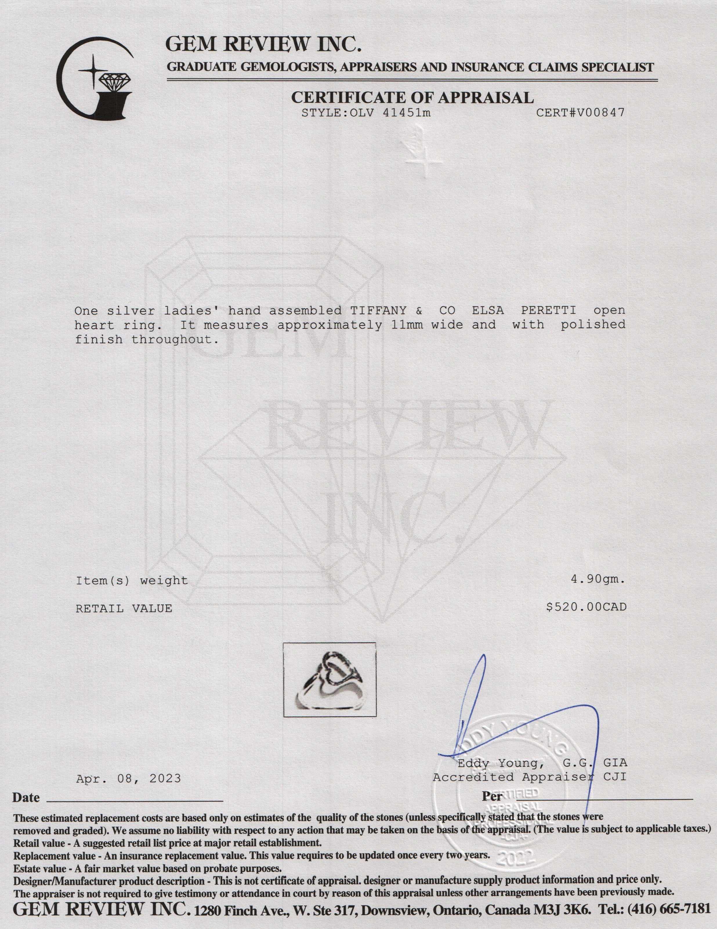 Tiffany & Co. Elsa Peretti Open Heart Ring