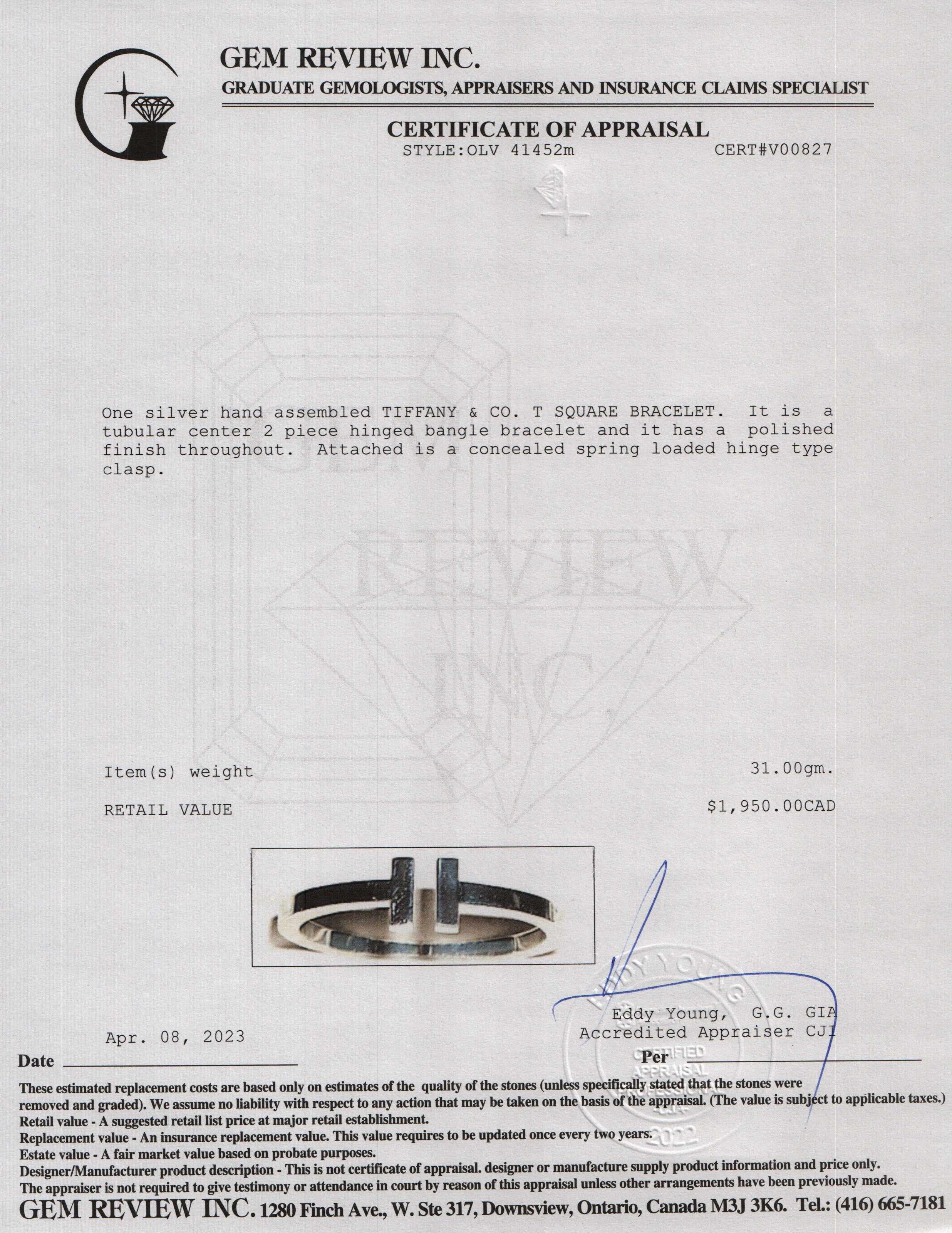 Tiffany & Co. T Square Bracelet