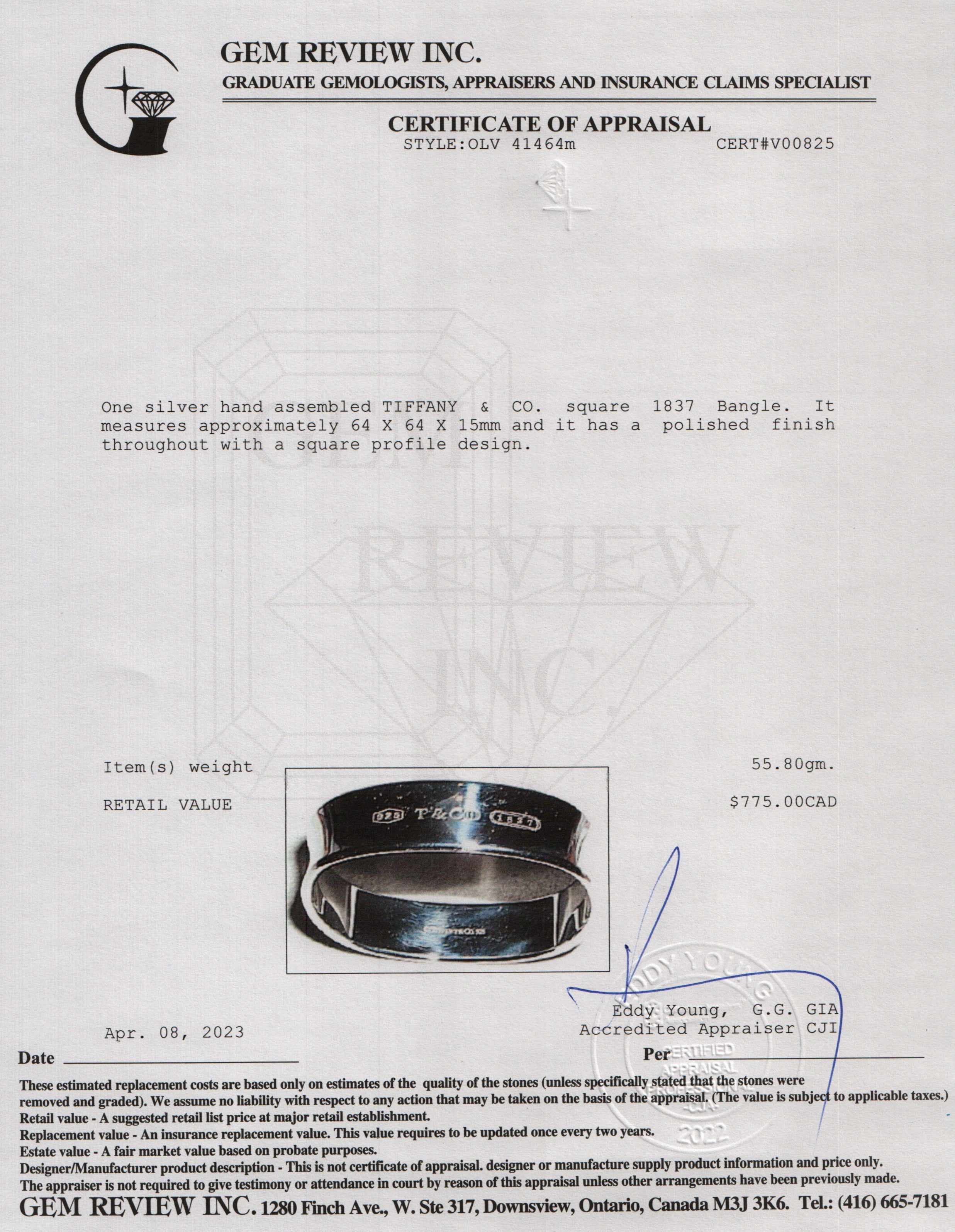 Tiffany & Co. Square 1837 Bangle Bracelet