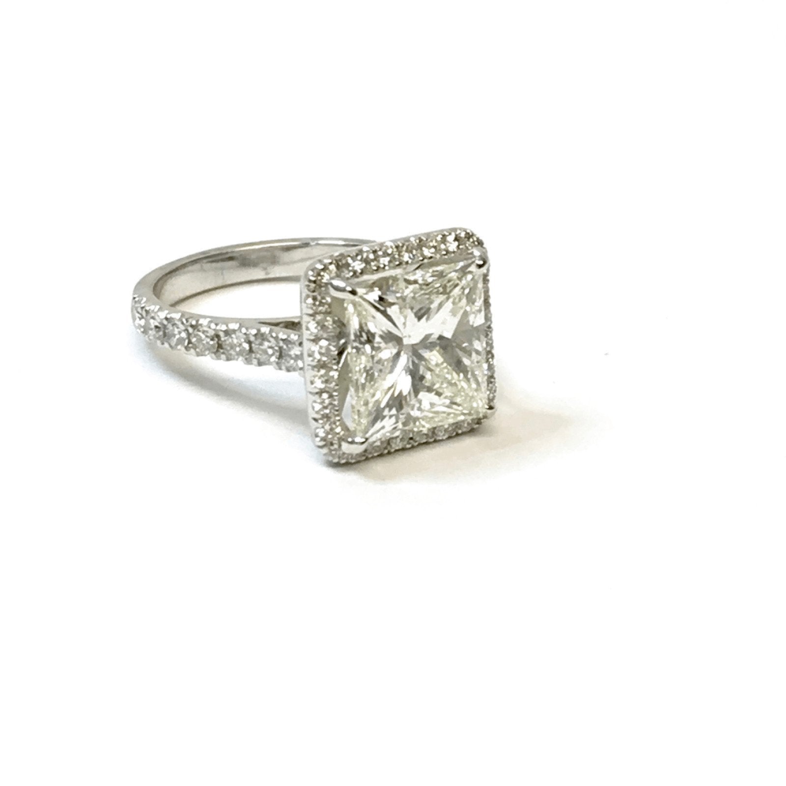5.11ct Princess Cut Halo Design Diamond Engagement Ring