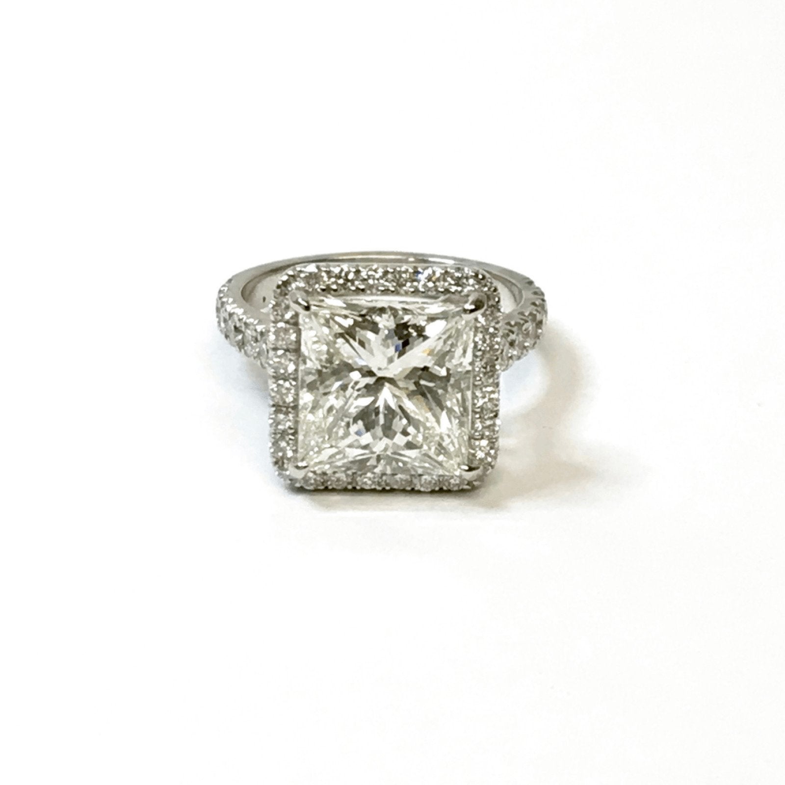 5.11ct Princess Cut Halo Design Diamond Engagement Ring