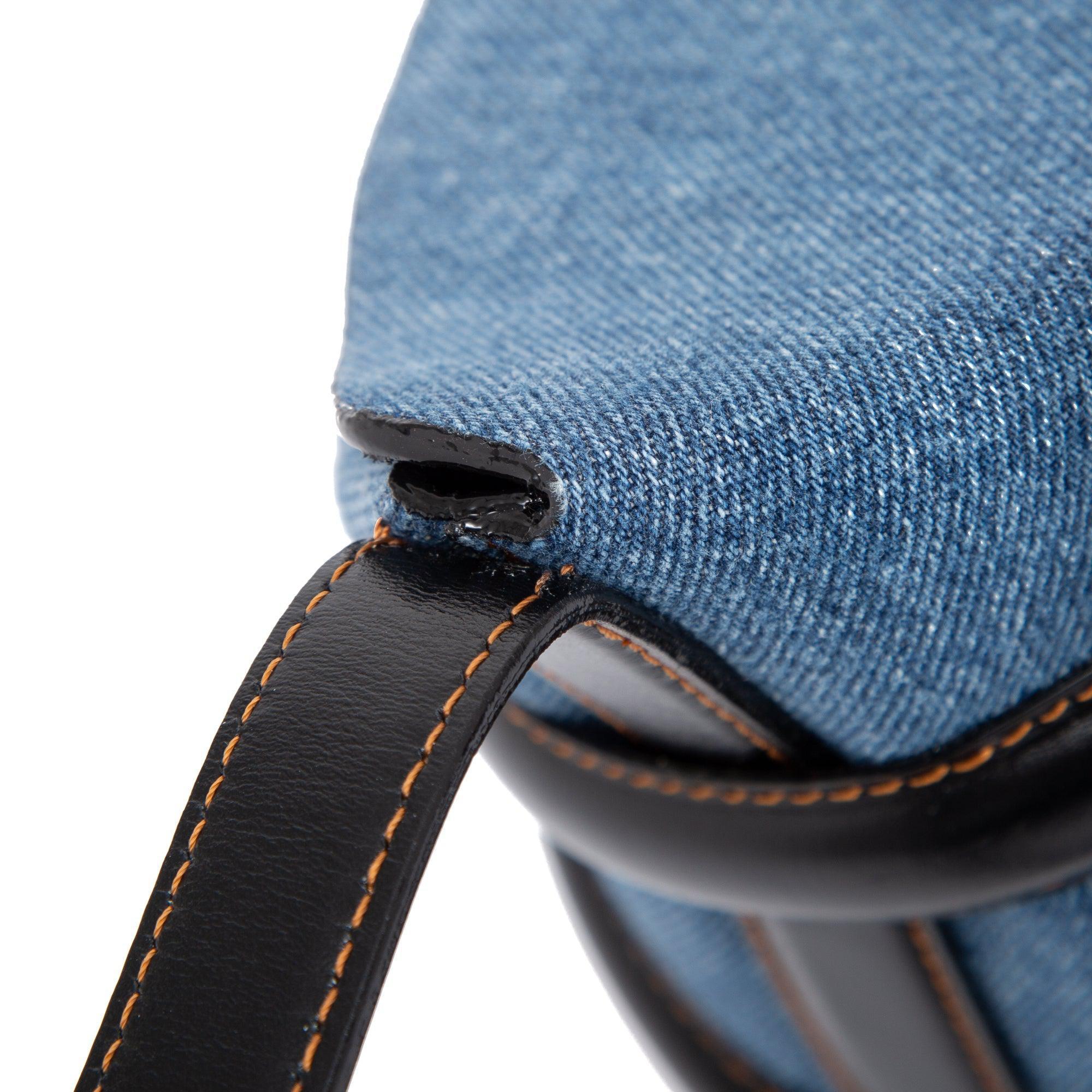 Alexander McQueen Denim The Curve Shoulder Bag w/ Box