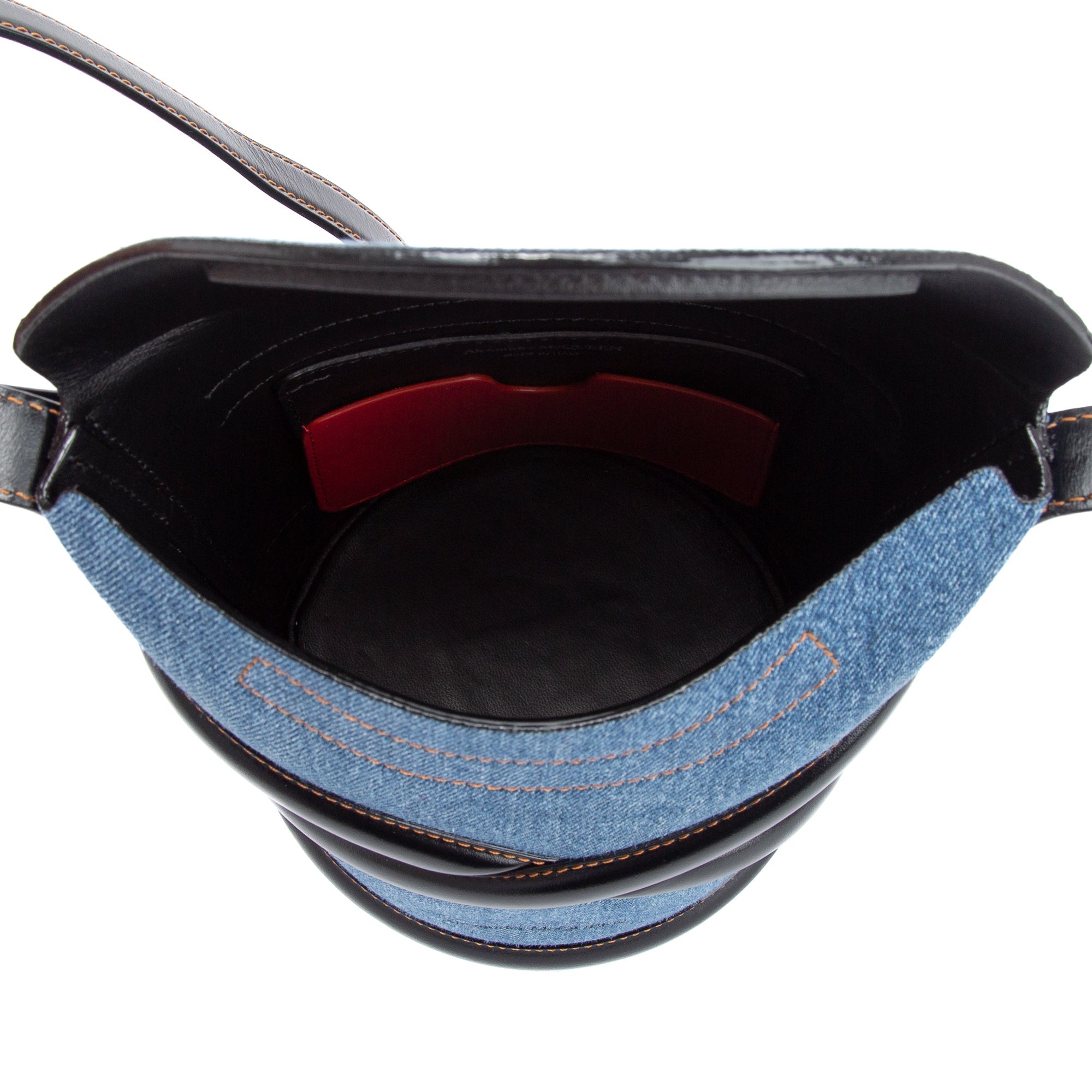 Alexander McQueen Denim The Curve Shoulder Bag w/ Box