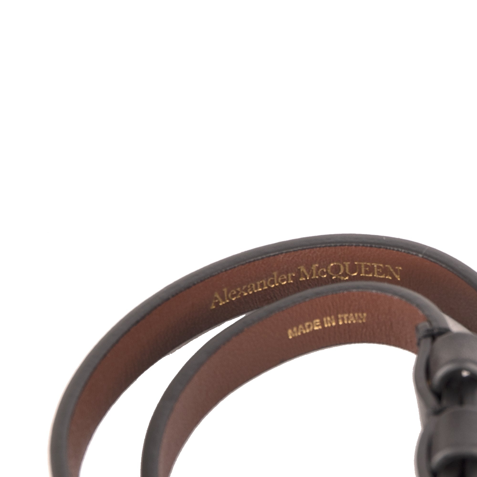 Alexander Mcqueen Double Wrap Leather Skull Bracelet w/ Box