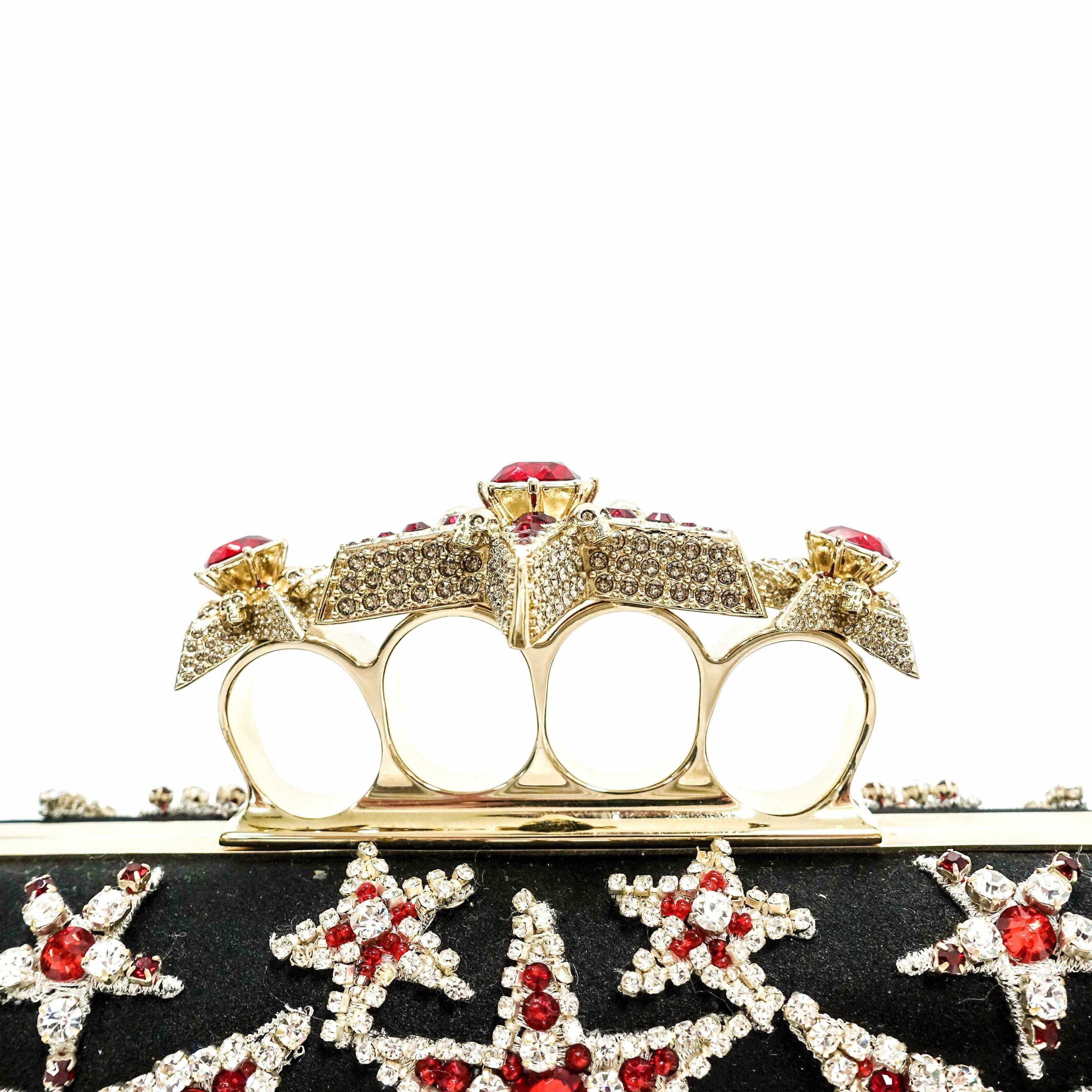 Alexander Mcqueen Embellished Stars Knuckle Duster Clutch