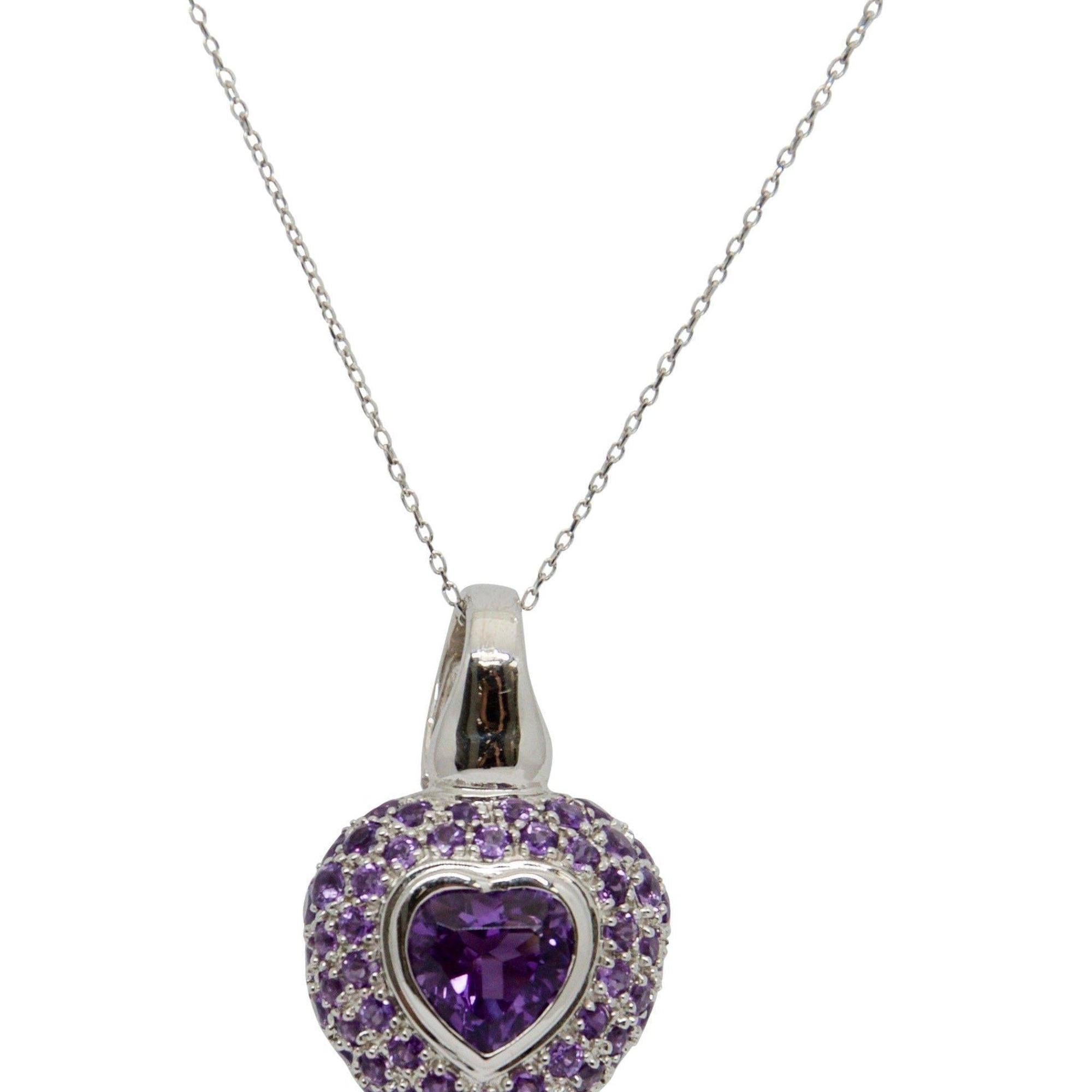 Amethyst Heart Pendant Necklace