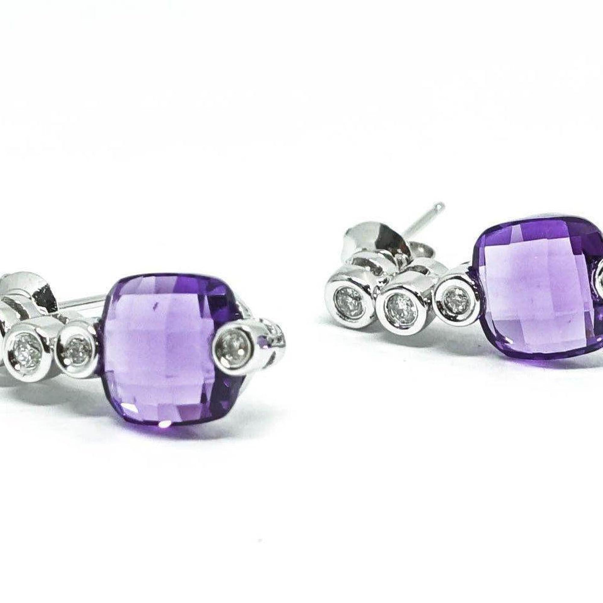Amethyst and Diamond Drop Earrings