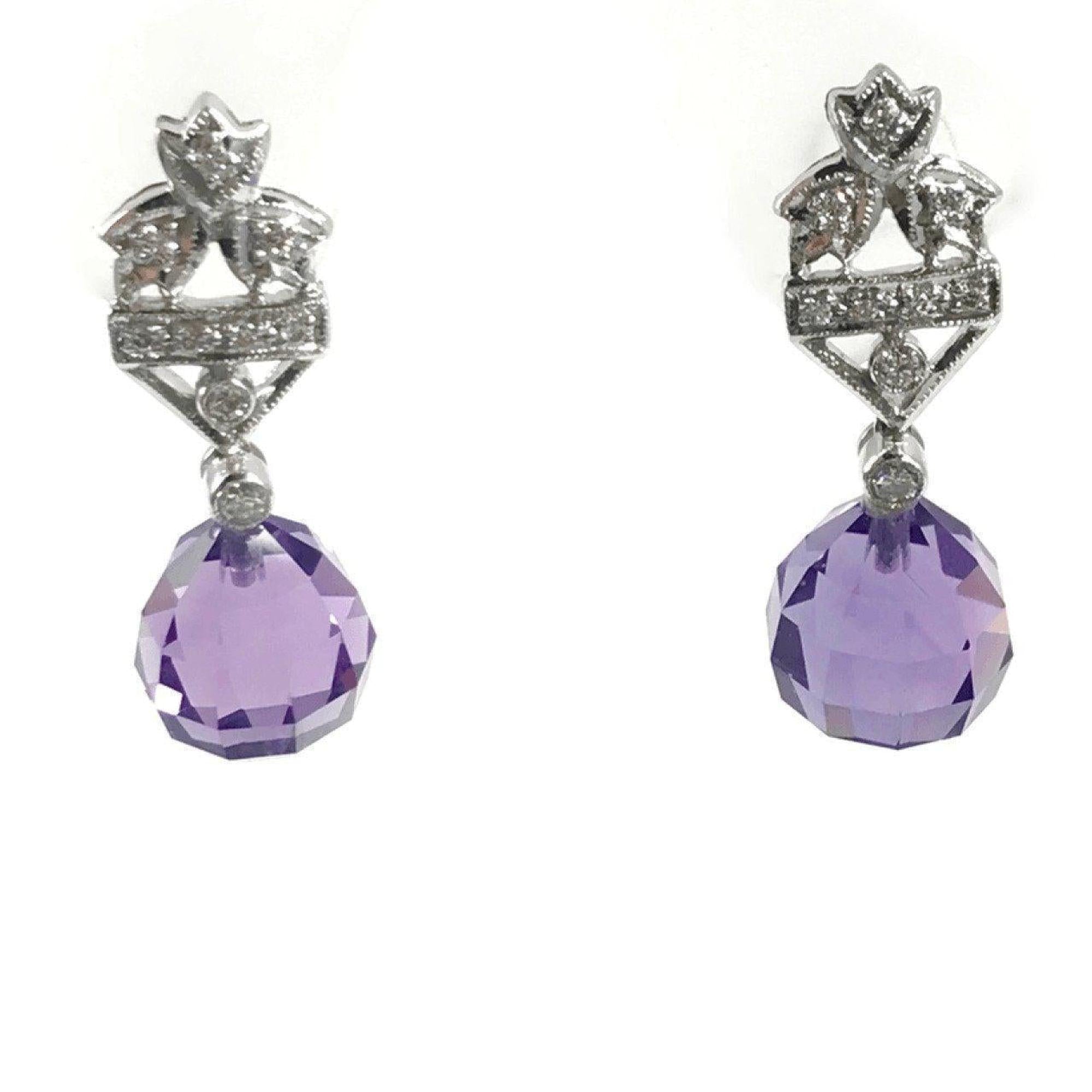 Amethyst and Diamond Drop Earrings