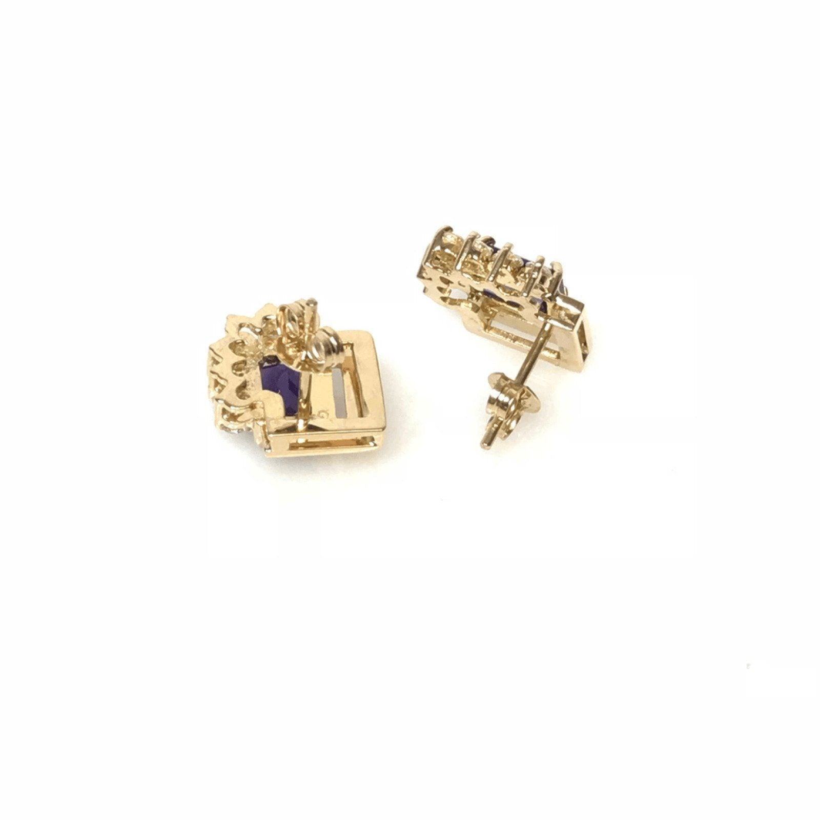 Amethyst and Diamond Earrings in 14kt Yellow Gold