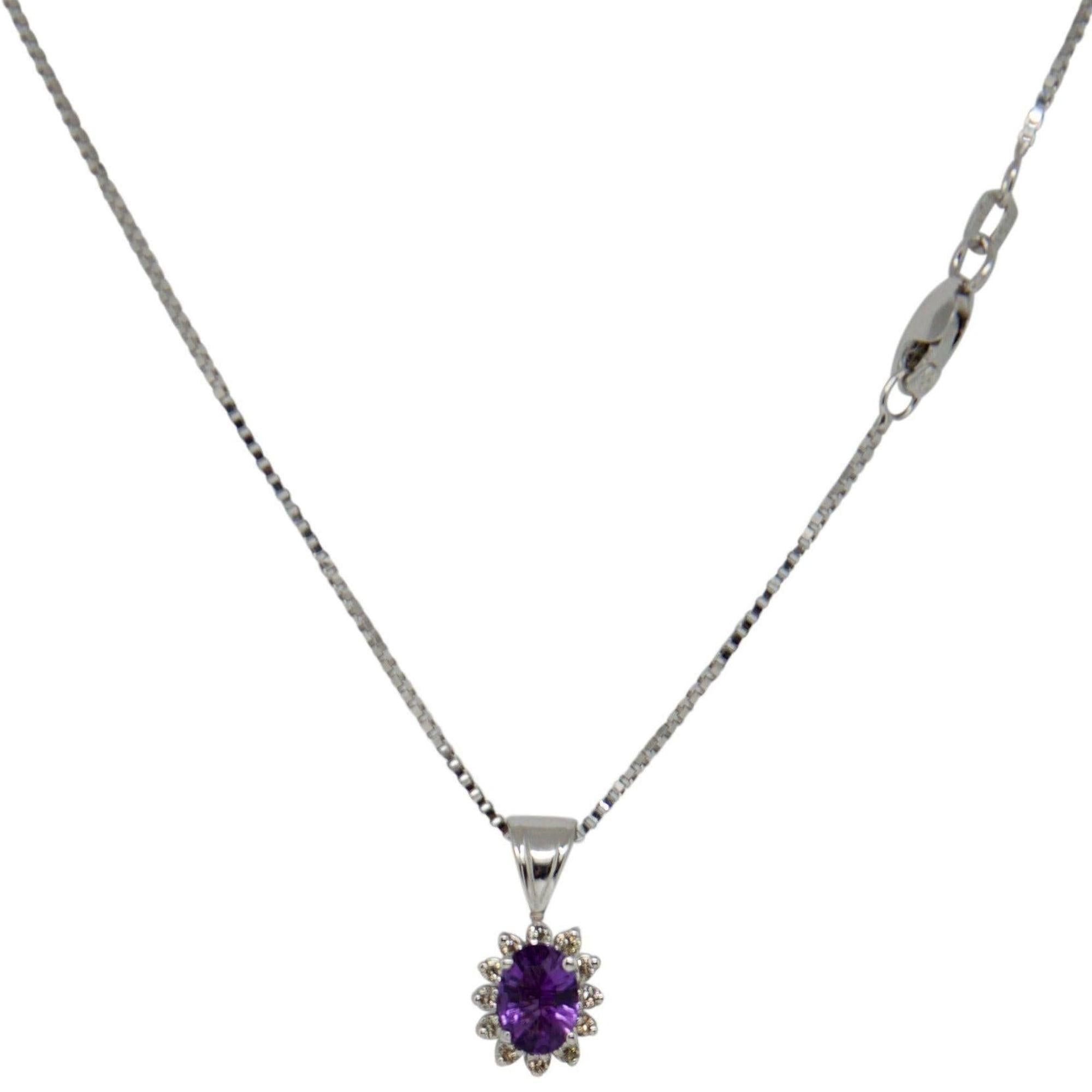 Amethyst and Diamond Pendant Necklace
