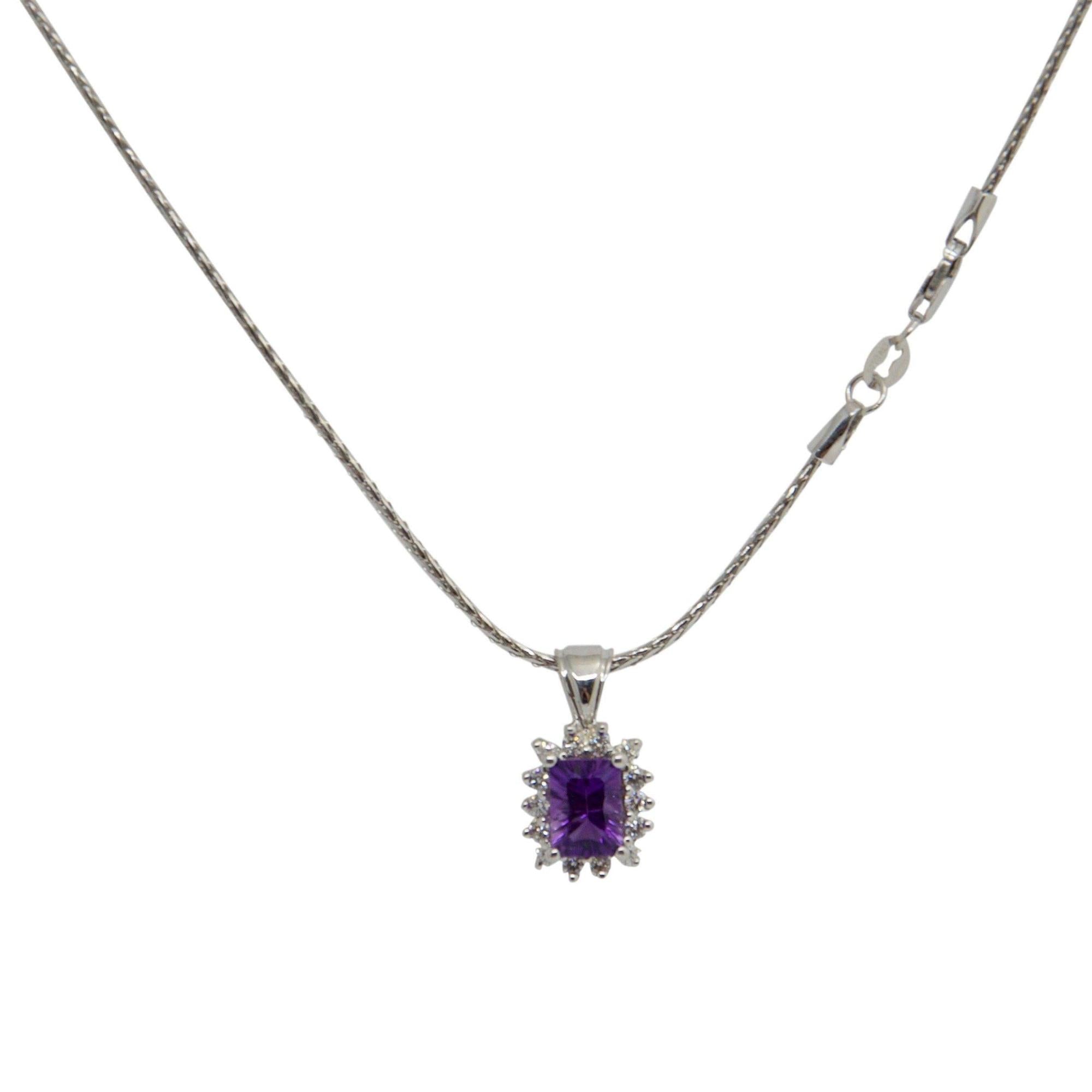Amethyst and Diamond Pendant Necklace
