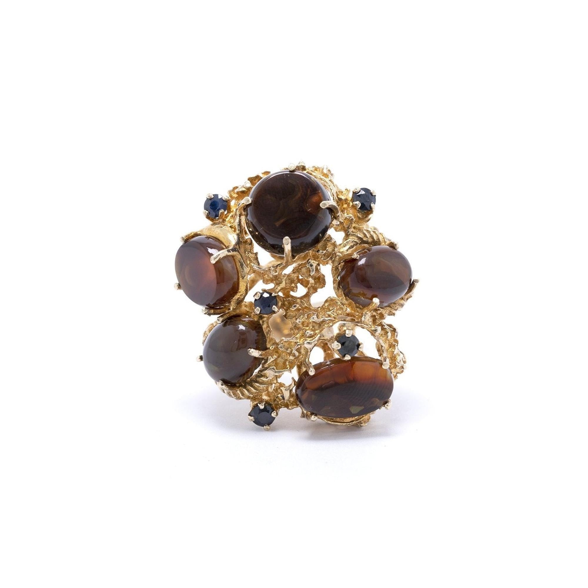 Ammolite & Sapphire Ring