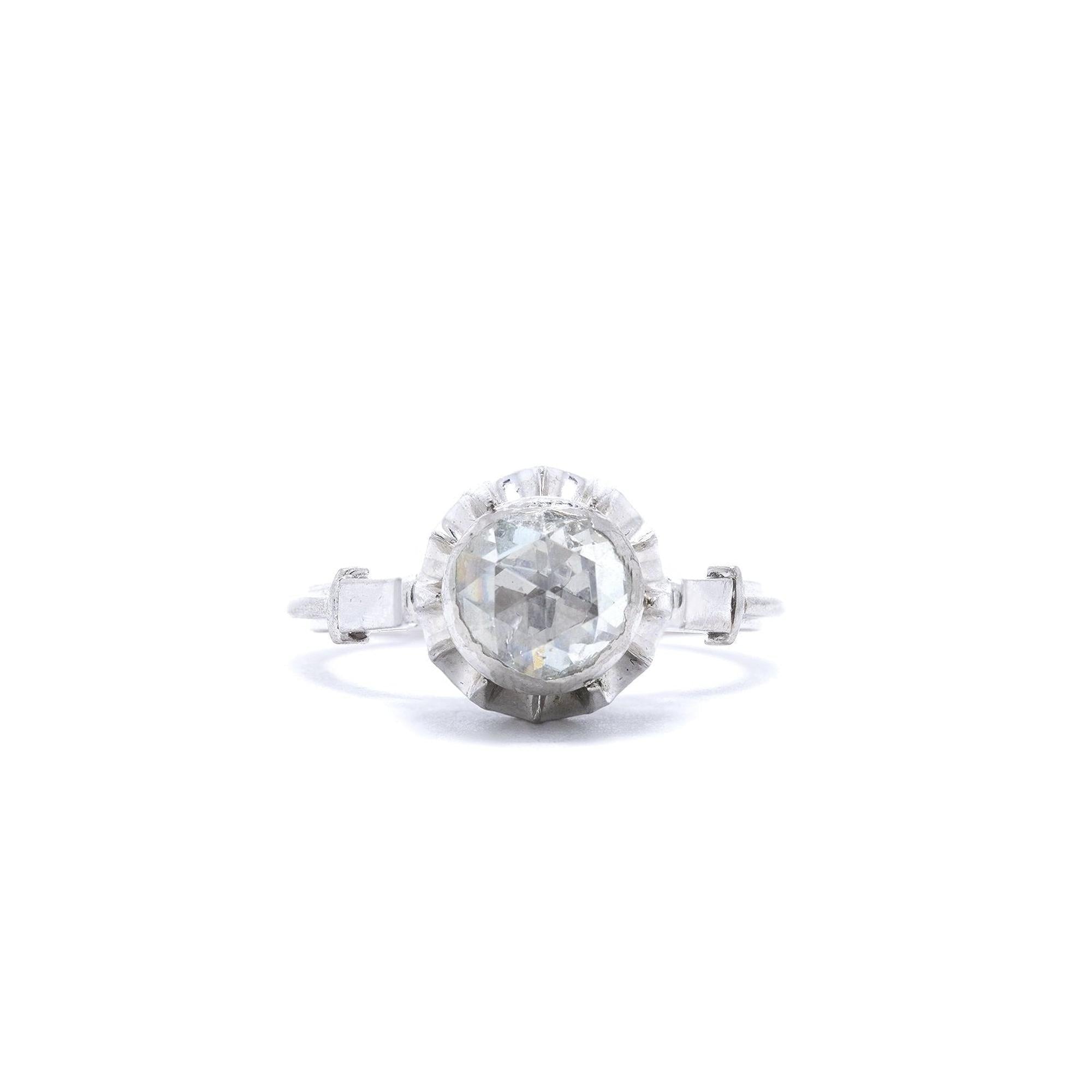 Antique 18k White Gold Solitaire Diamond Ring