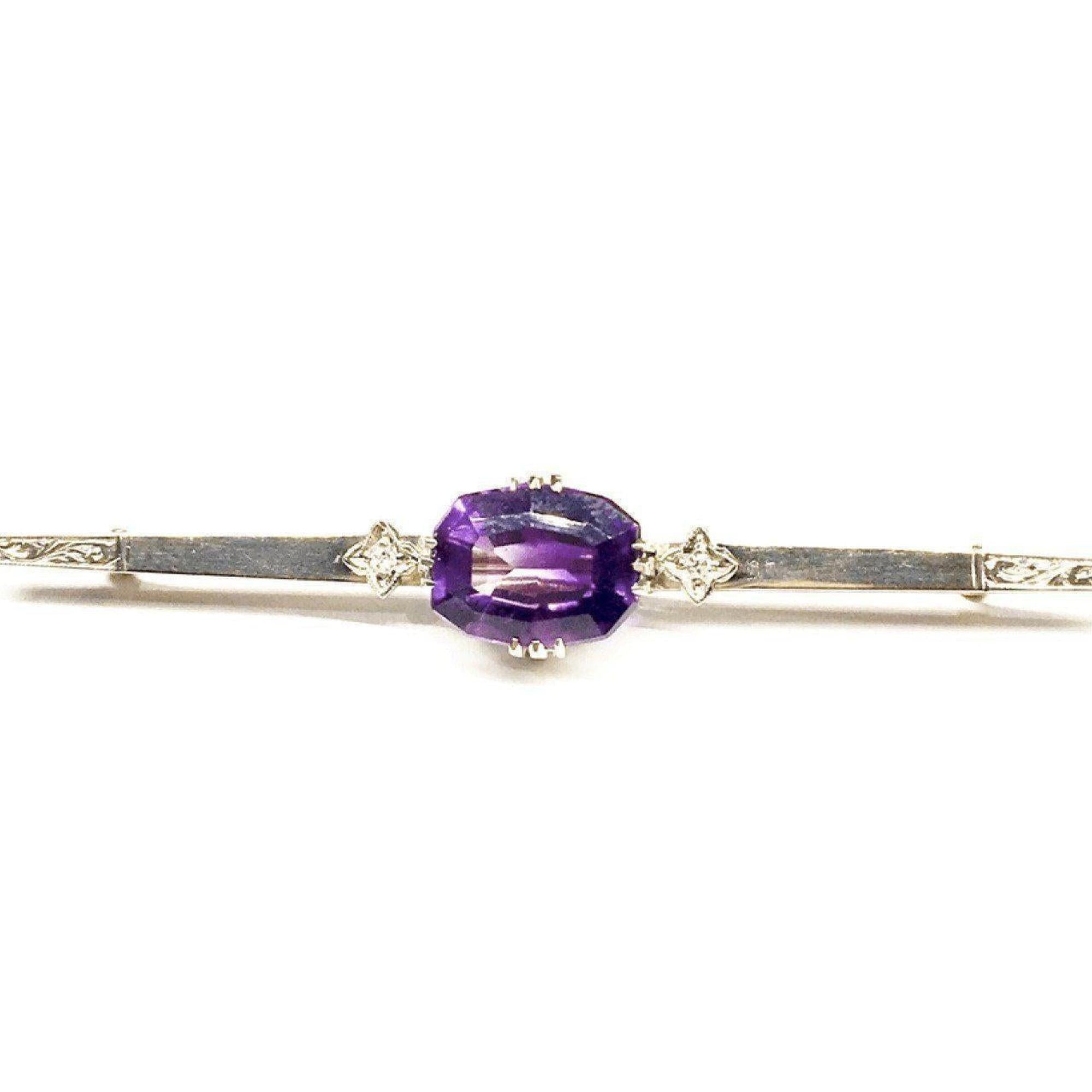 Antique Amethyst and Diamond Brooch