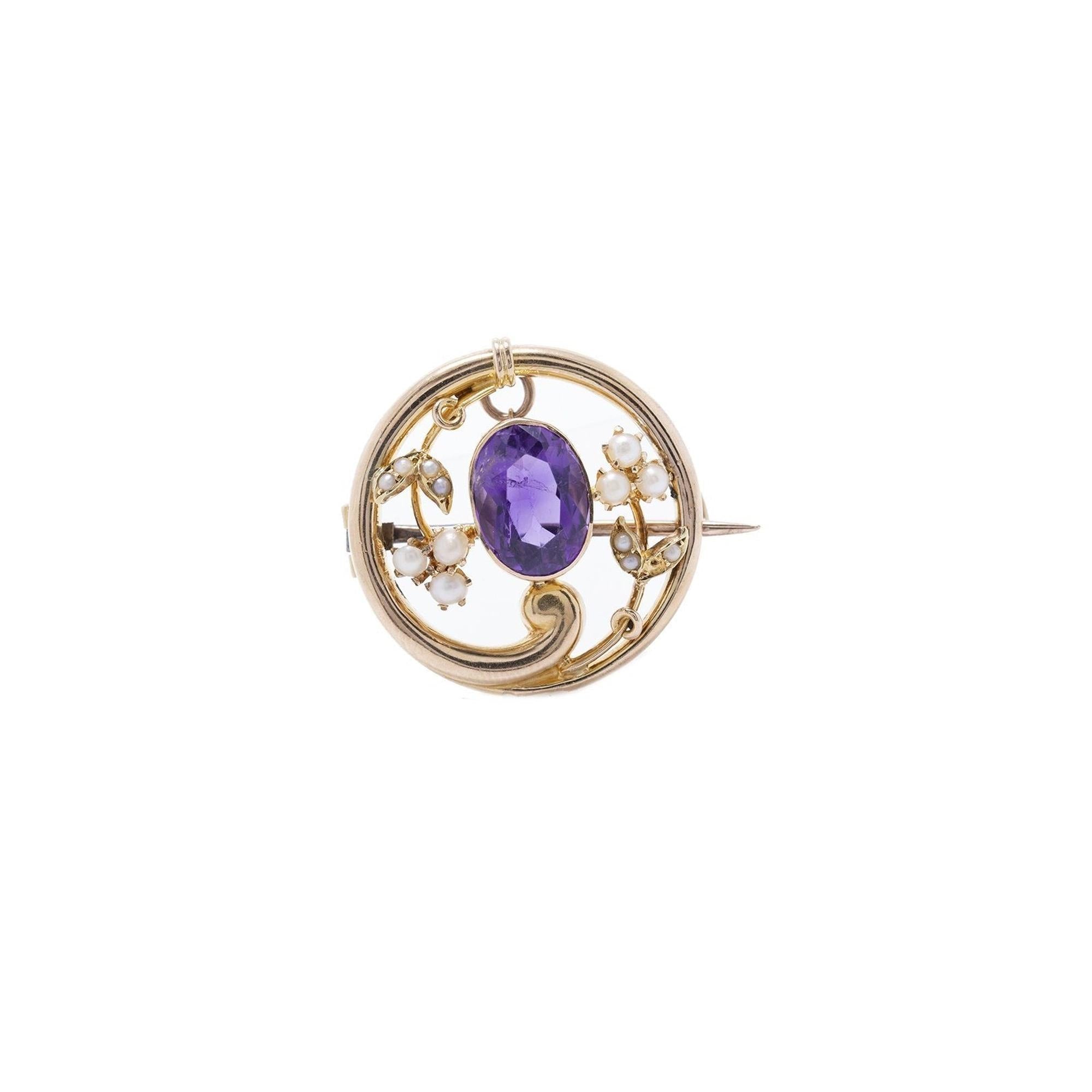 Antique Amethyst and Pearl Brooch/Pendant