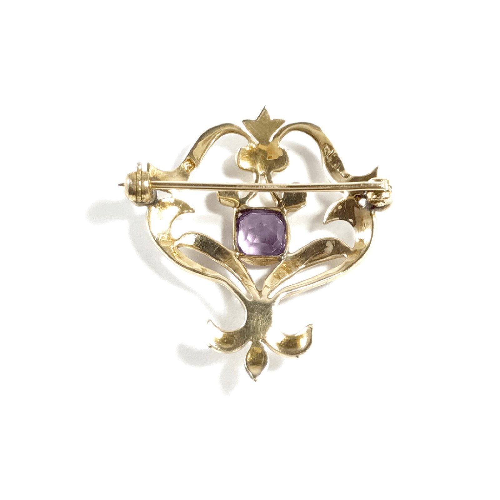 Antique Amethyst and Seed Pearl Brooch