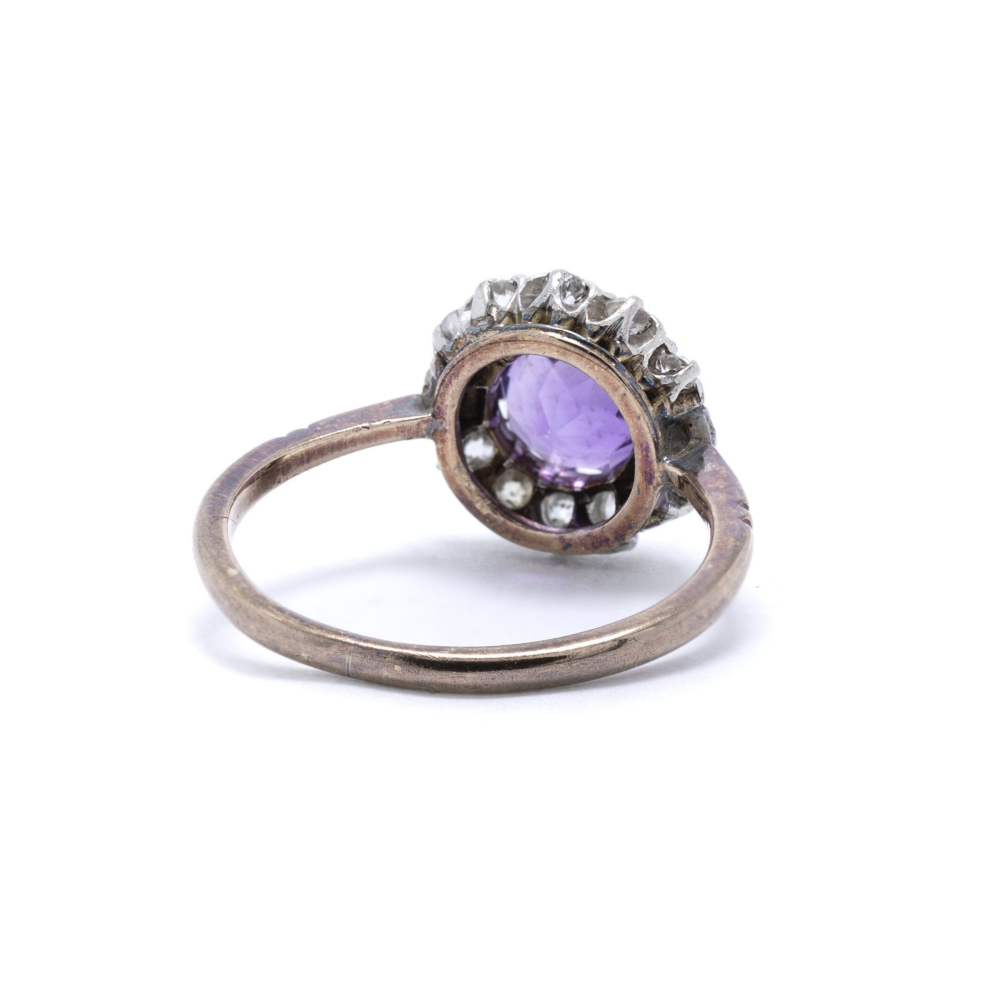 Antique Art Deco Amethyst and Diamond Cocktail Ring