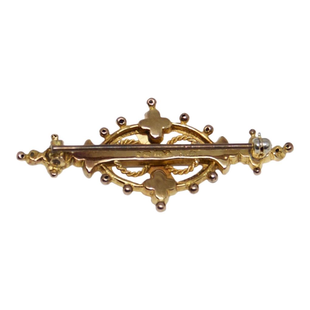Antique Art Deco Bar Brooch with Rhodolite