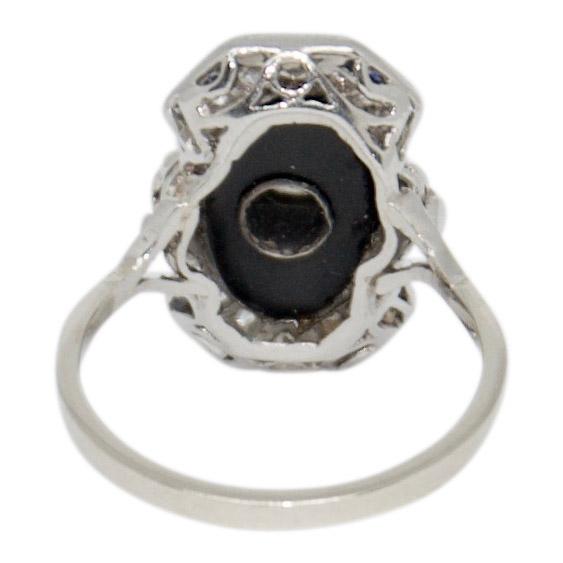 Antique Art Deco Black Onyx and Diamond Ring