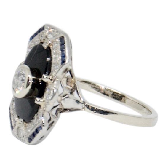 Antique Art Deco Black Onyx and Diamond Ring