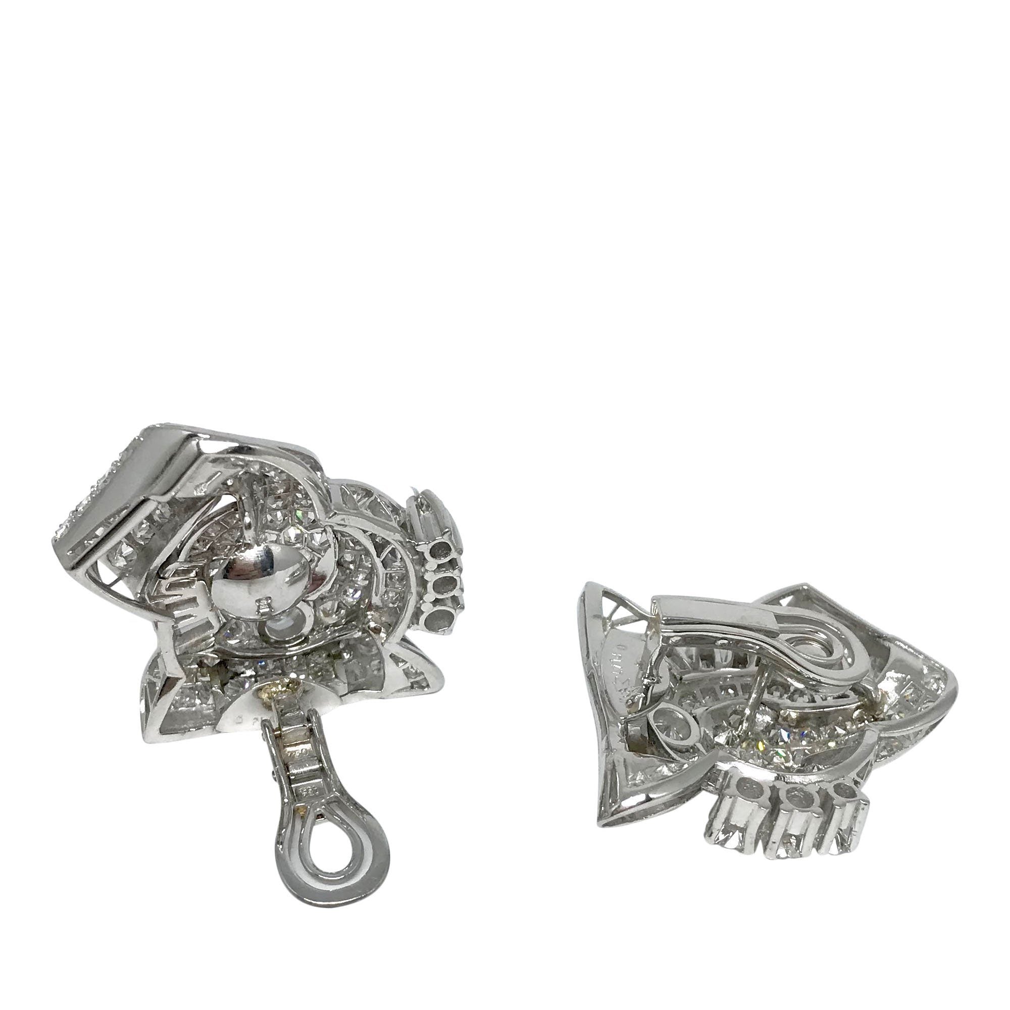 Antique Art Deco Diamond Clip-On Earrings