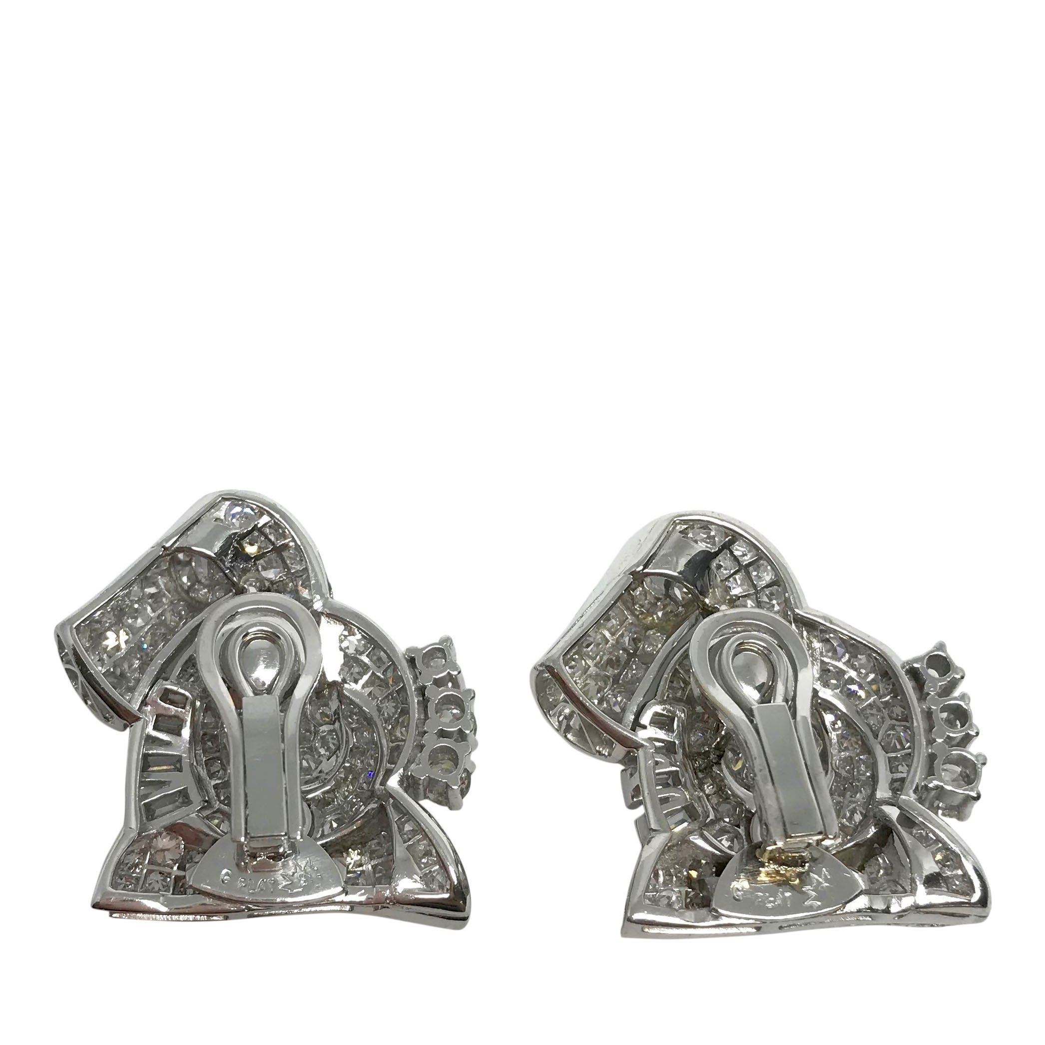 Antique Art Deco Diamond Clip-On Earrings