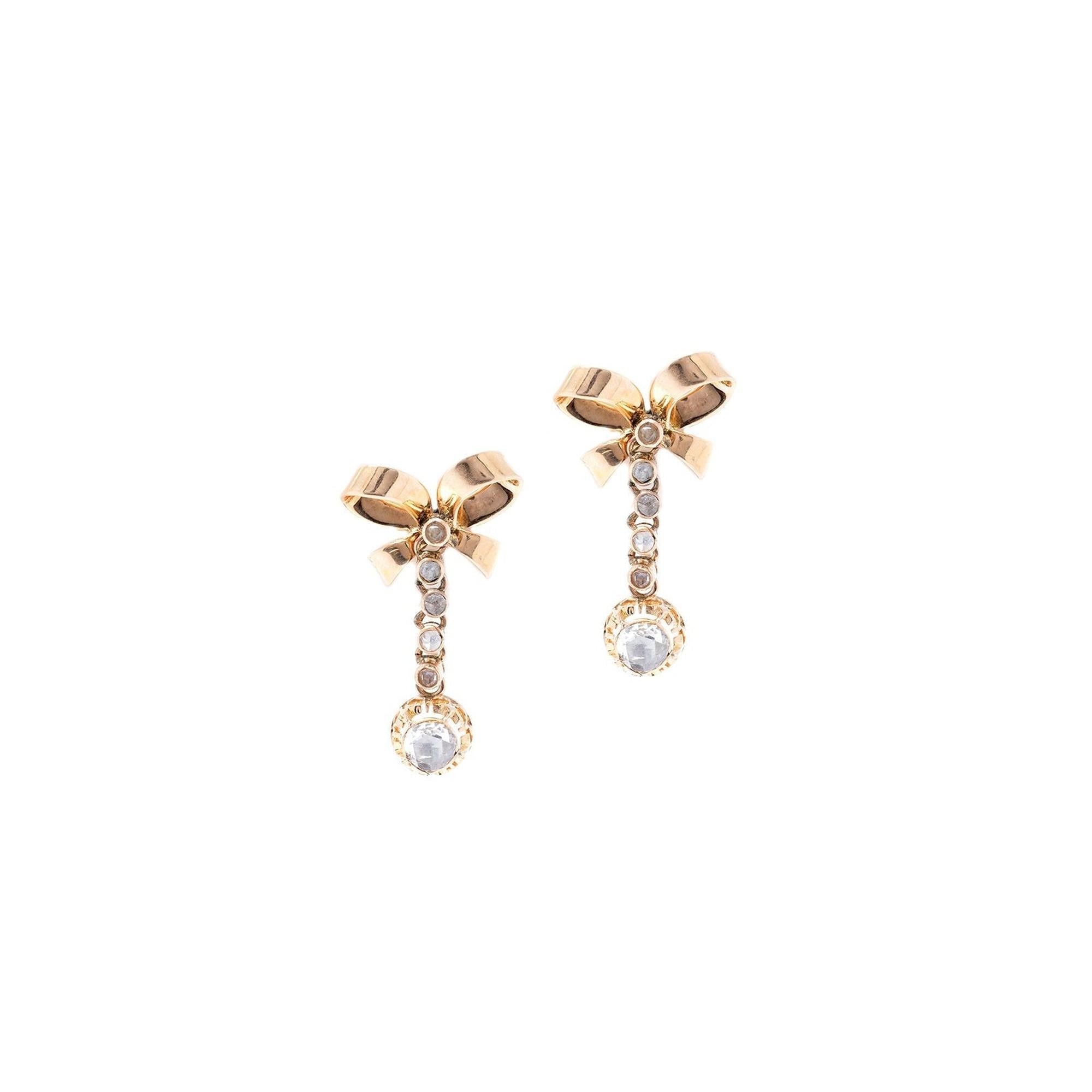Antique Art Deco Diamond Drop Earrings
