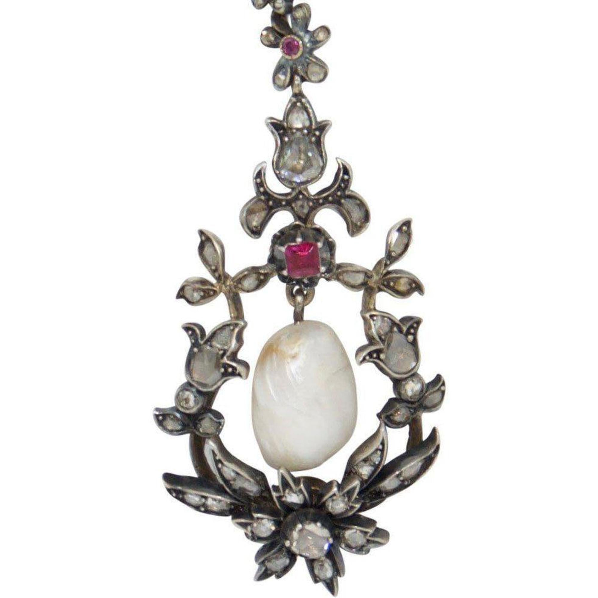 Antique Art Deco Pearl & Diamond Brooch