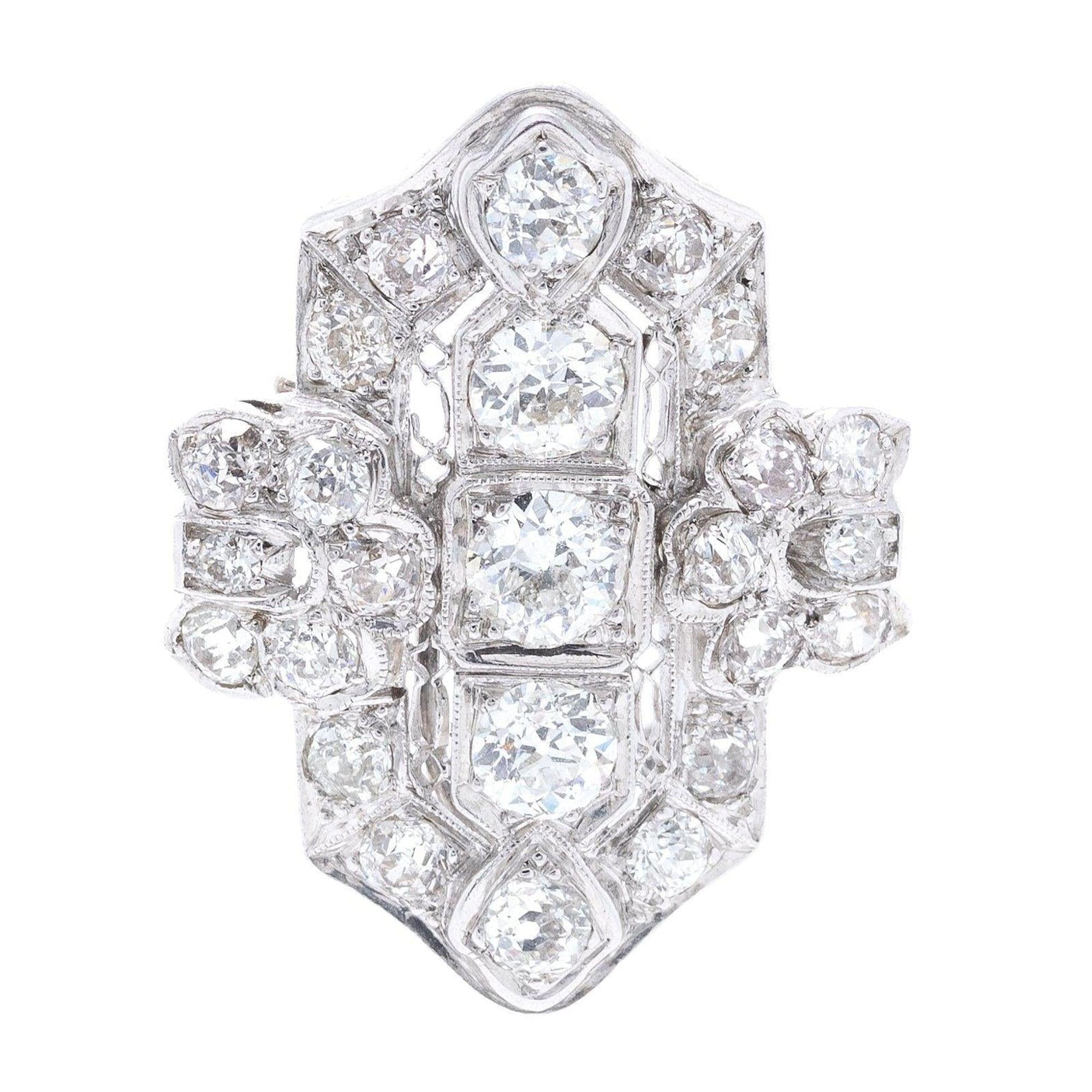 Antique Art Deco Platinum & Diamond Brooch/Pendant