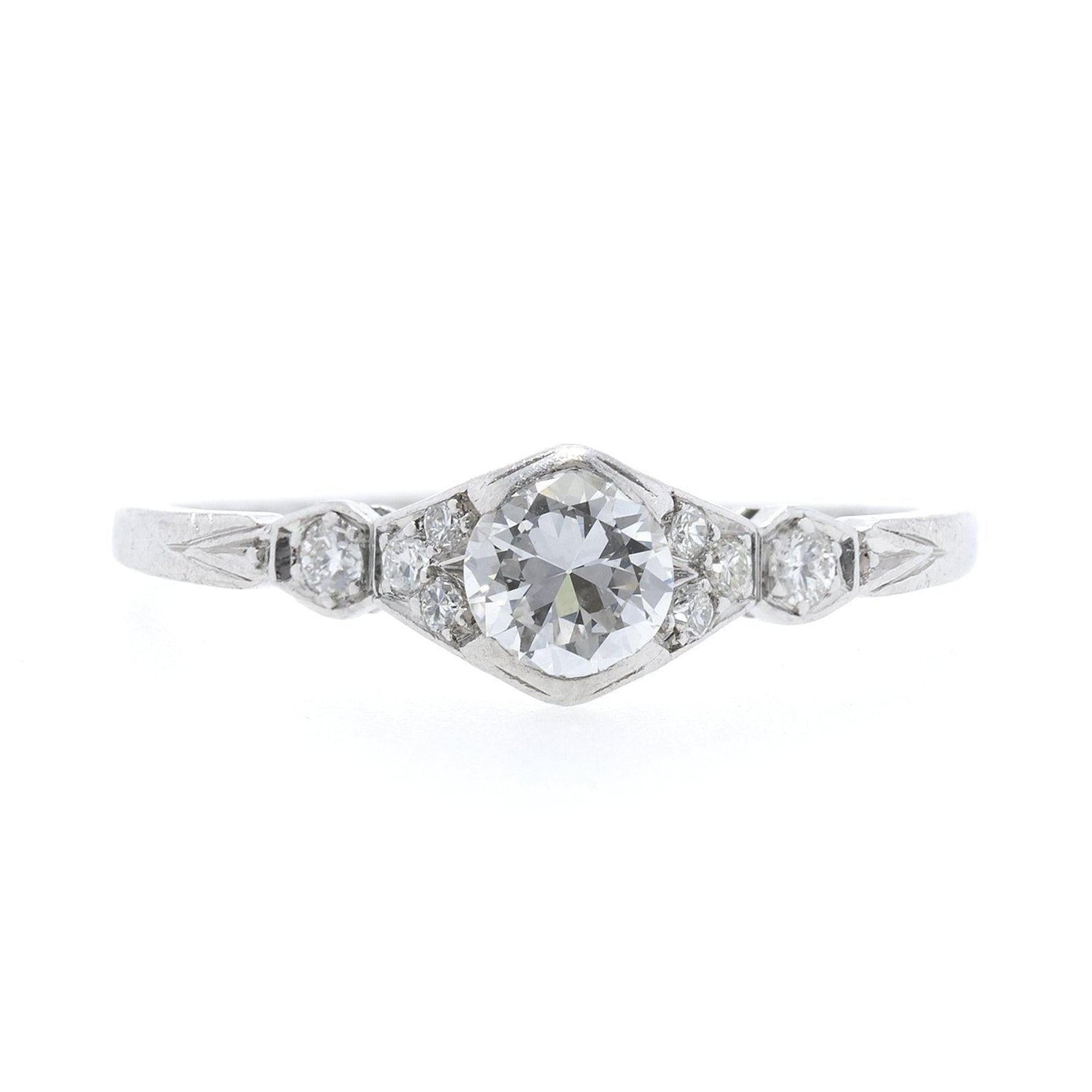 Antique Art Deco Platinum & Diamond Ring