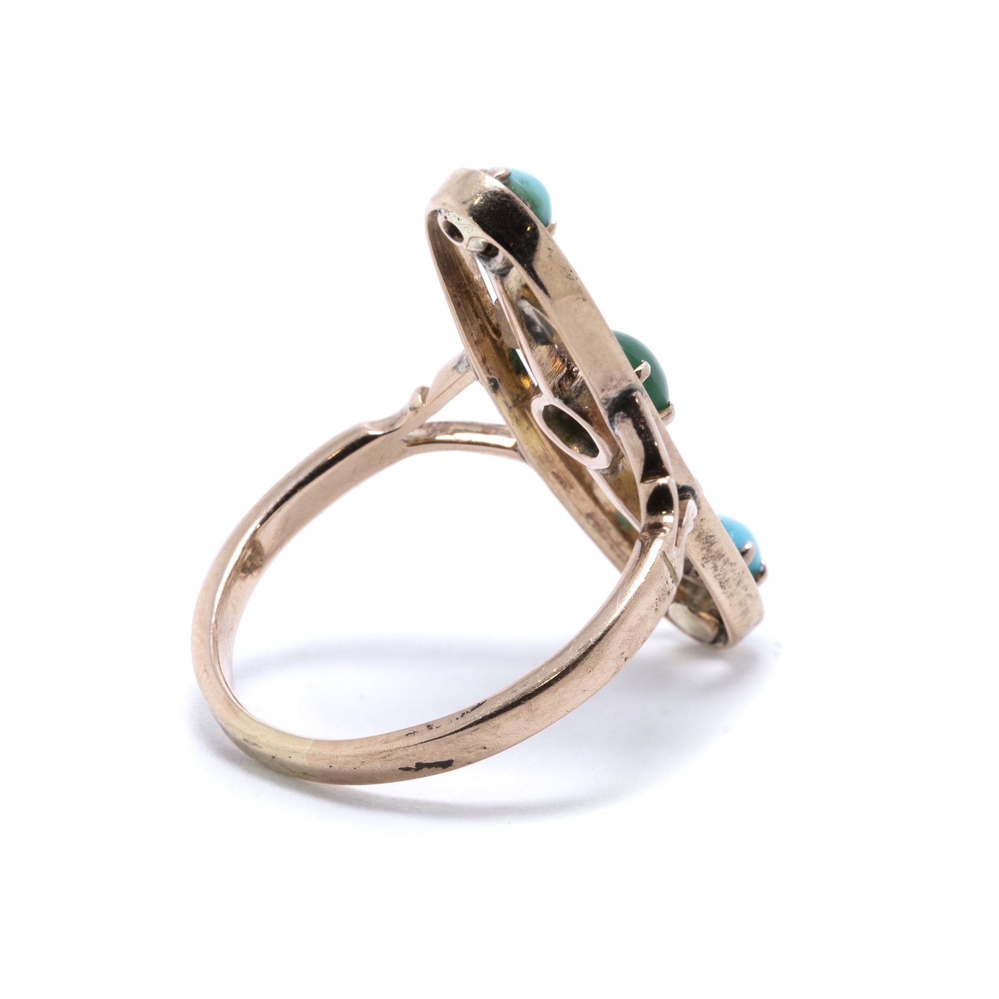 Antique Art Deco Turquoise and Seed Pearl Ring