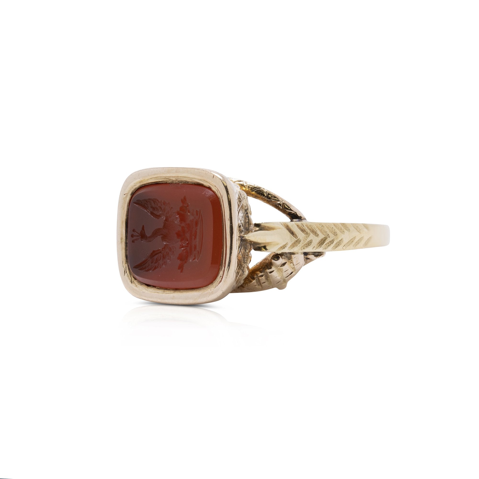 Antique Carved Carnelian Solitaire Ring