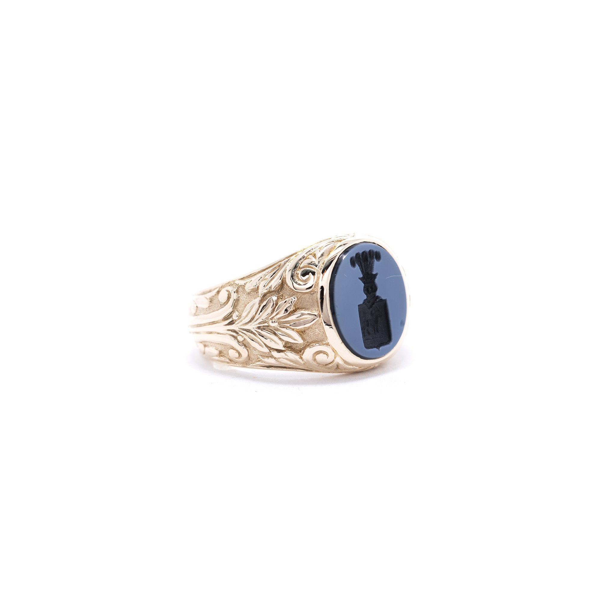 Antique Carved Cut Onyx Ring