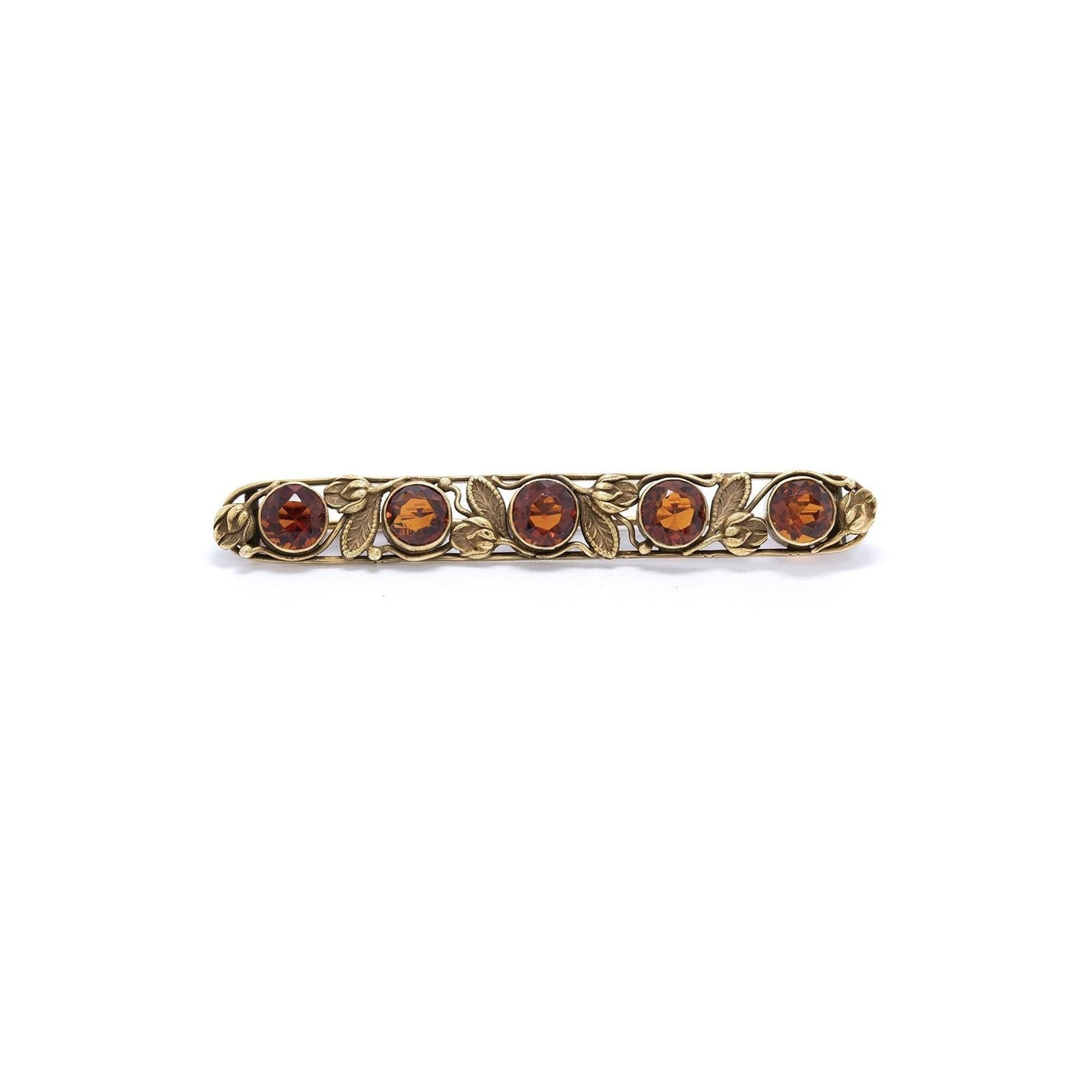 Antique Citrine Bar Brooch