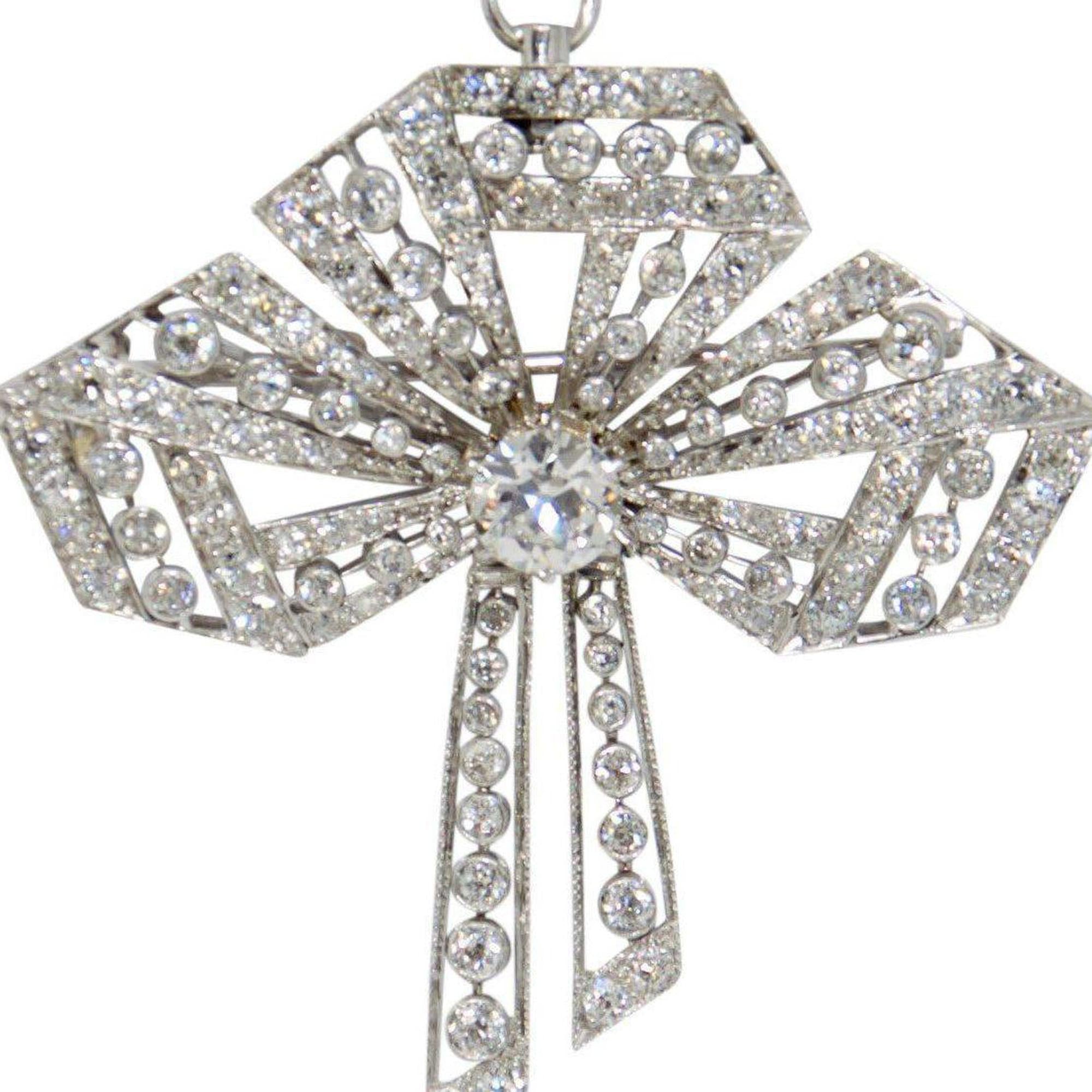 Antique Diamond Bow Brooch/Pendant