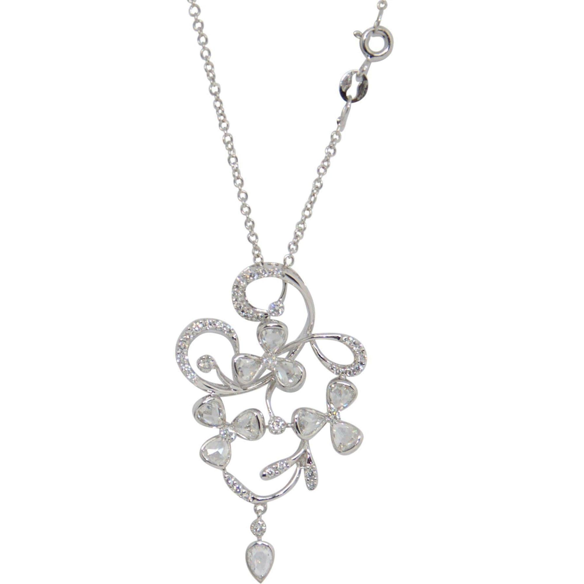 Antique Diamond Drop Pendant Necklace